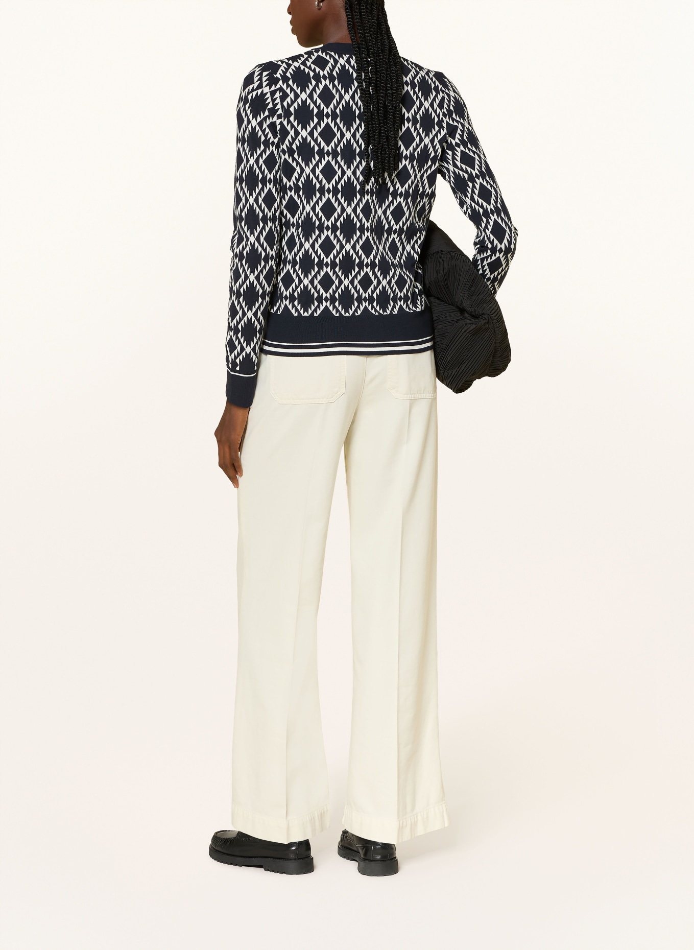 BOGNER Strickjacke AMBER: DUNKELBLAU / WEISS