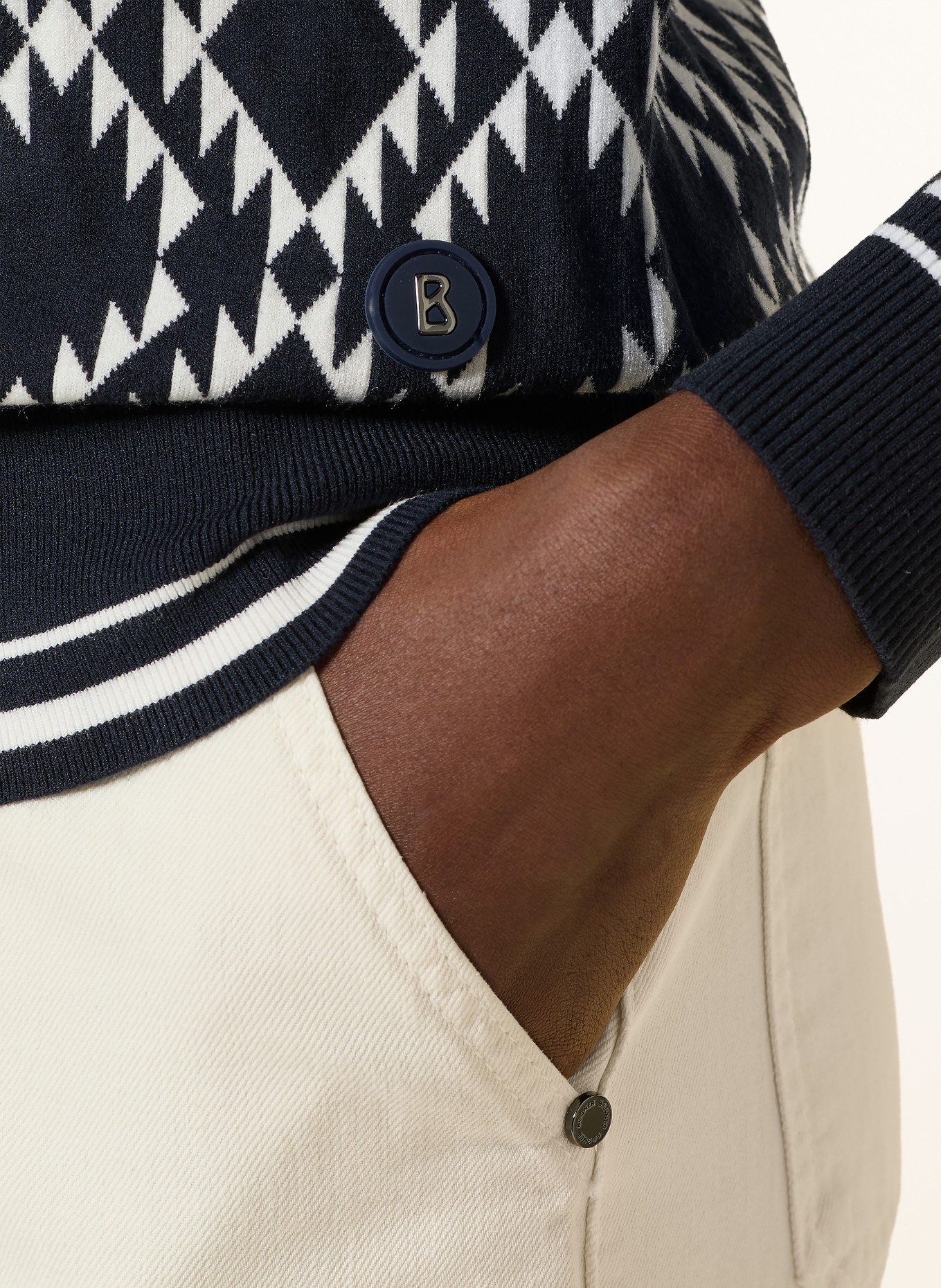 BOGNER Strickjacke AMBER: DUNKELBLAU / WEISS