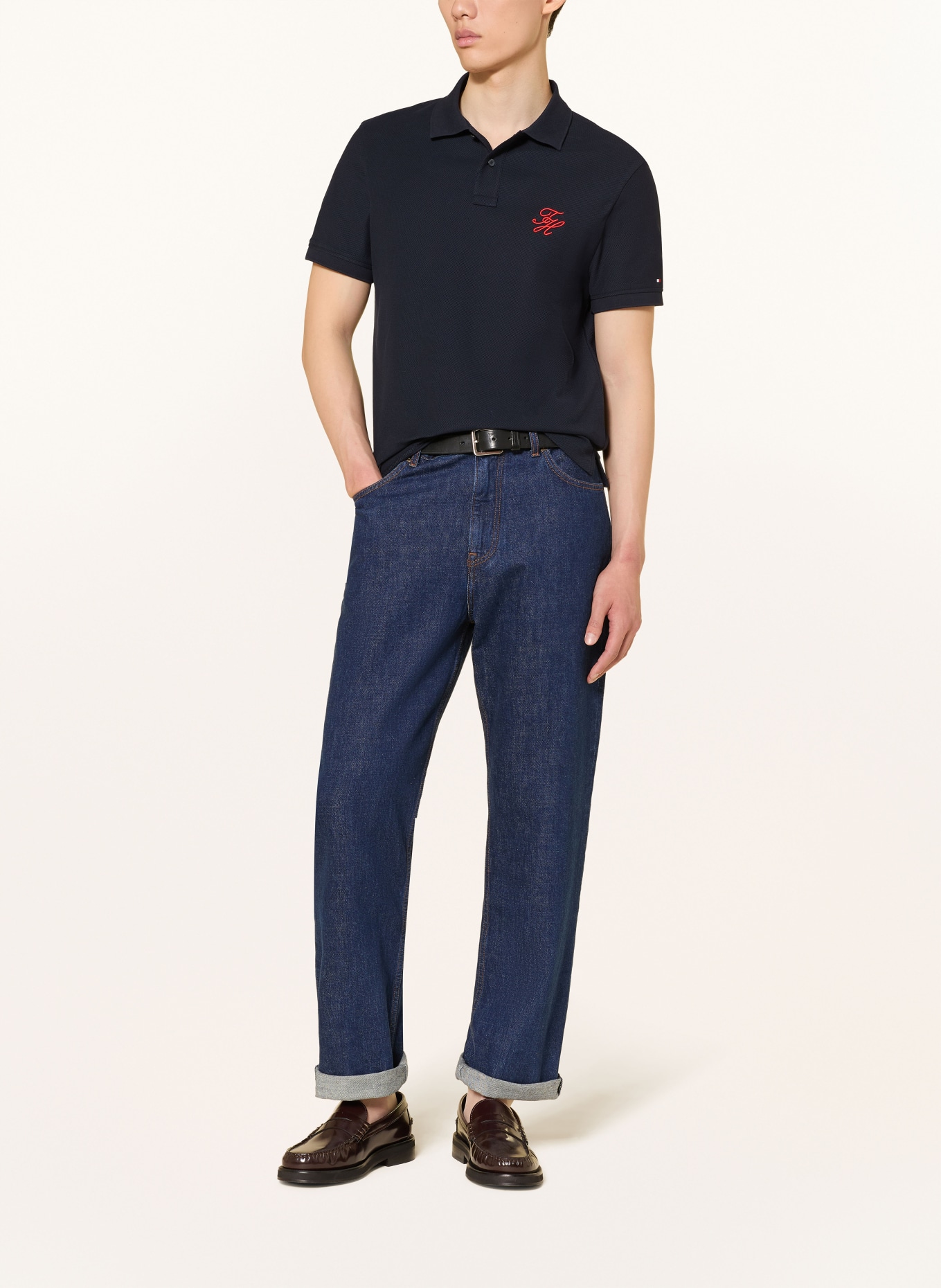 TOMMY HILFIGER Piqué-poloshirt met normale pasvorm: DONKERBLAUW