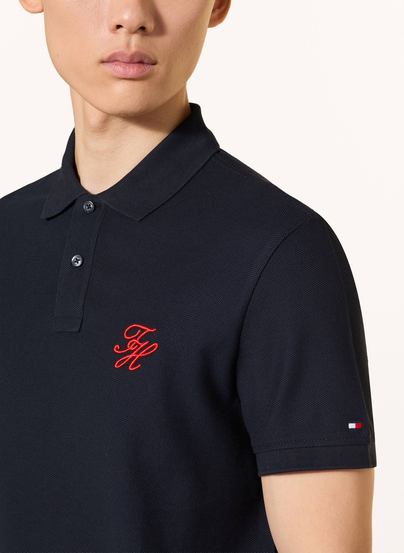 TOMMY HILFIGER Piqué-poloshirt met normale pasvorm: DONKERBLAUW
