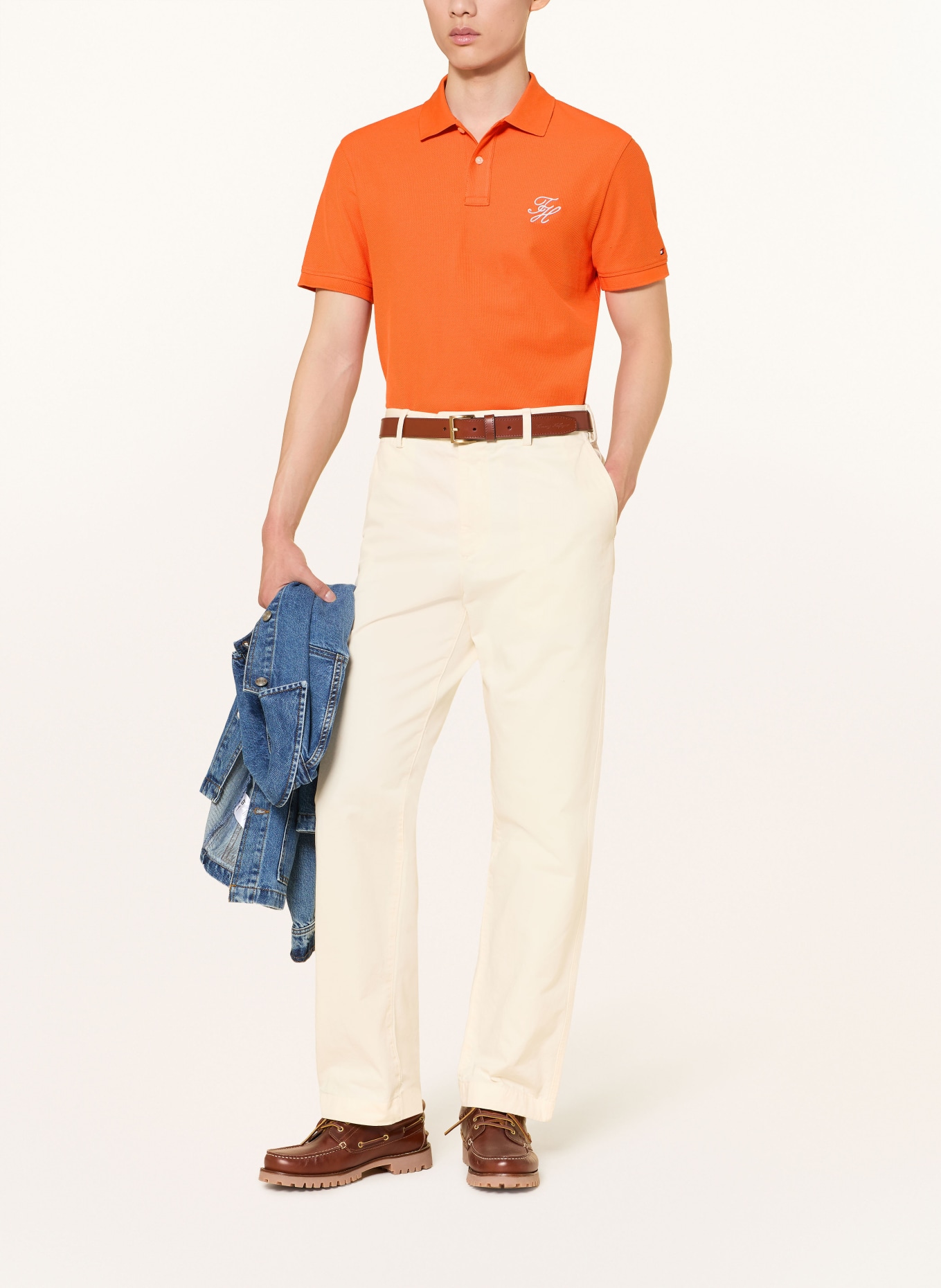 TOMMY HILFIGER Piqué-poloshirt met normale pasvorm: ORANJE