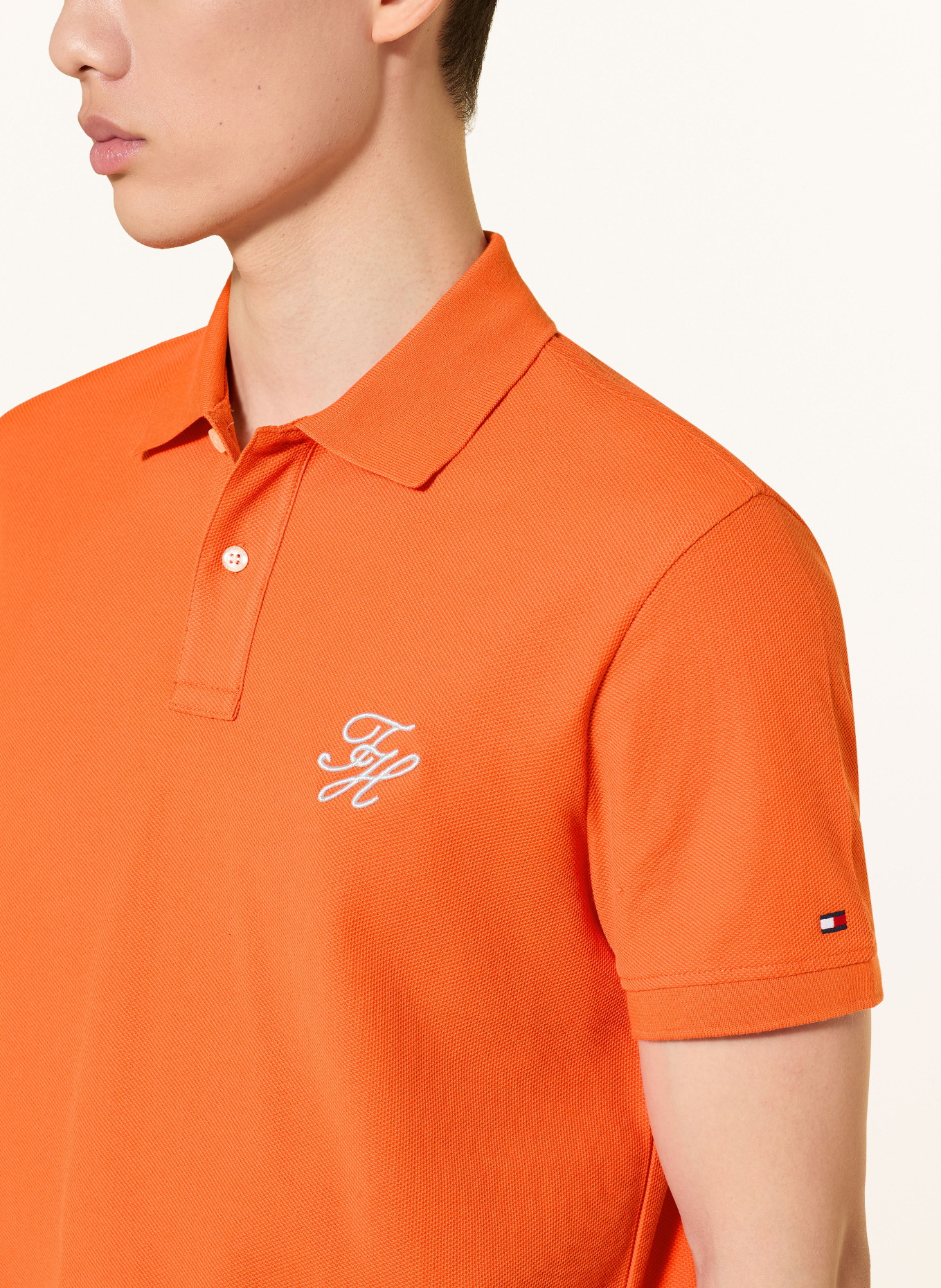 TOMMY HILFIGER Piqué-poloshirt met normale pasvorm: ORANJE