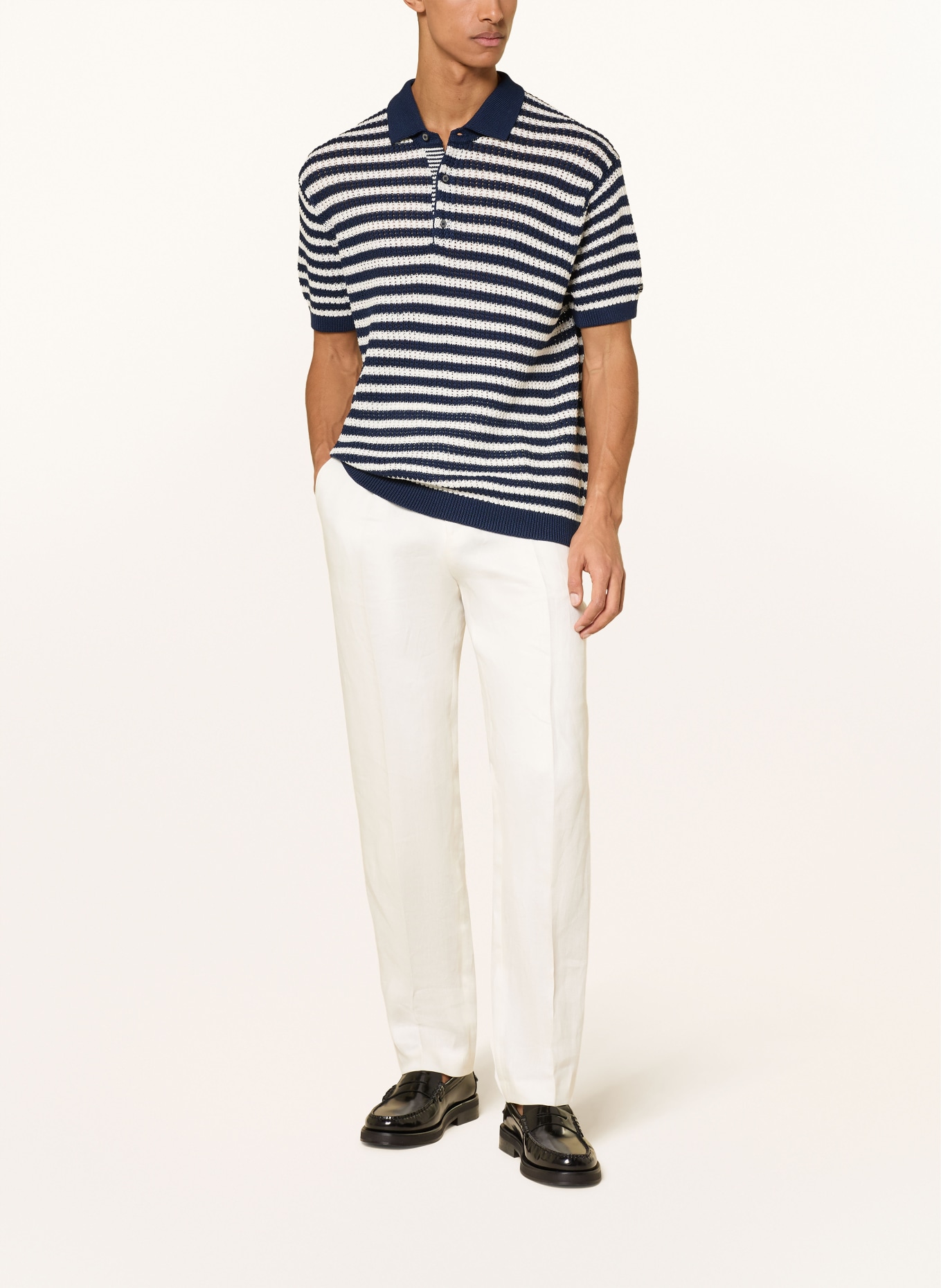 TOMMY HILFIGER Sweter polo: GRANATOWY / BIAŁY