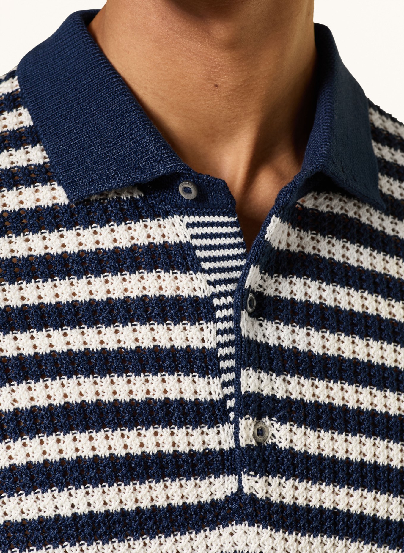 TOMMY HILFIGER Sweter polo: GRANATOWY / BIAŁY