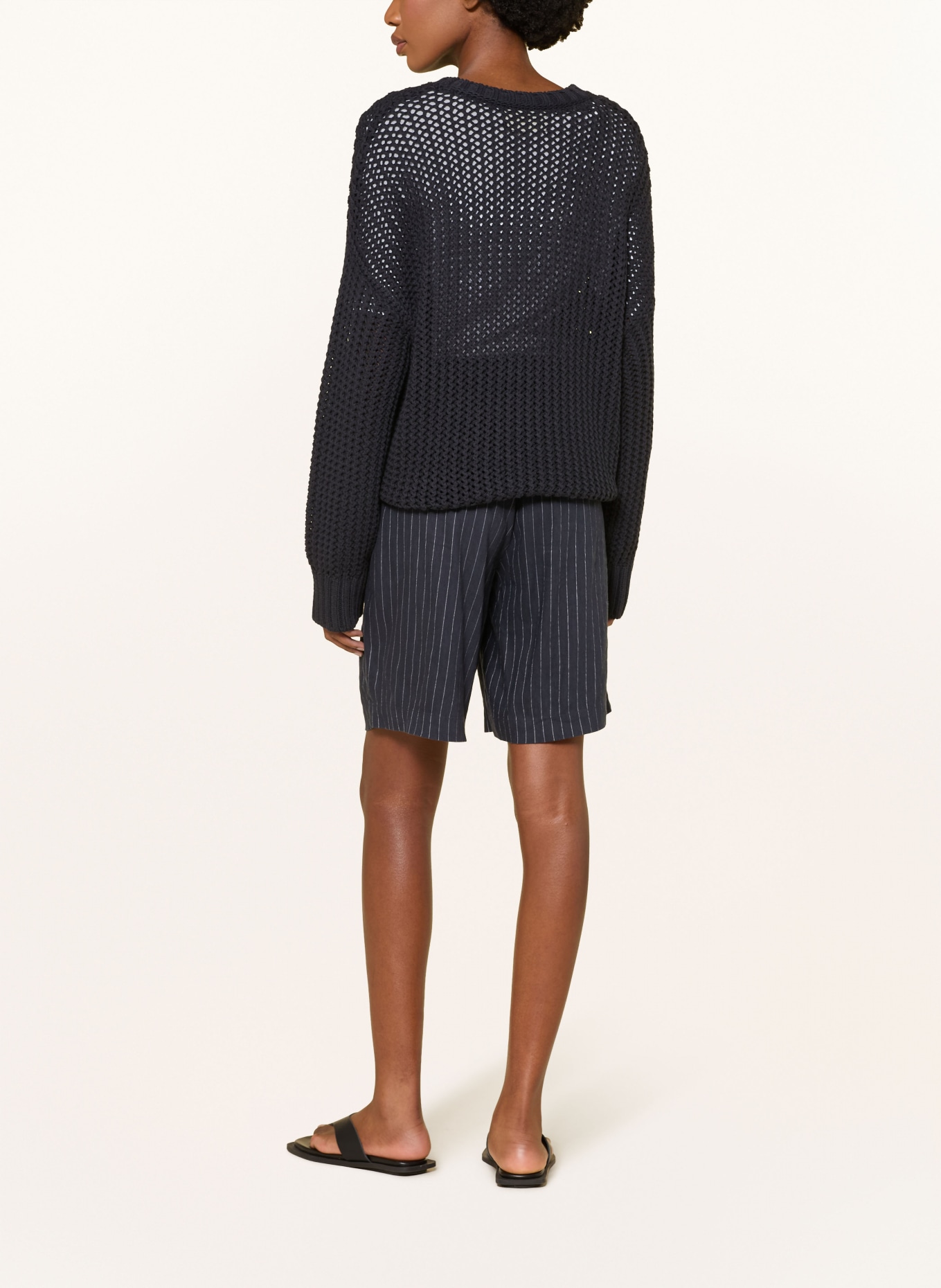 Juvia Shorts INKA mit Leinen: DUNKELBLAU / WEISS