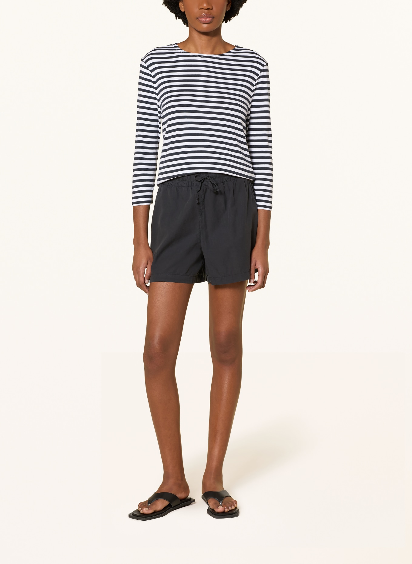 Juvia Shirt ADRIANE mit 3/4-Arm: DUNKELBLAU / WEISS