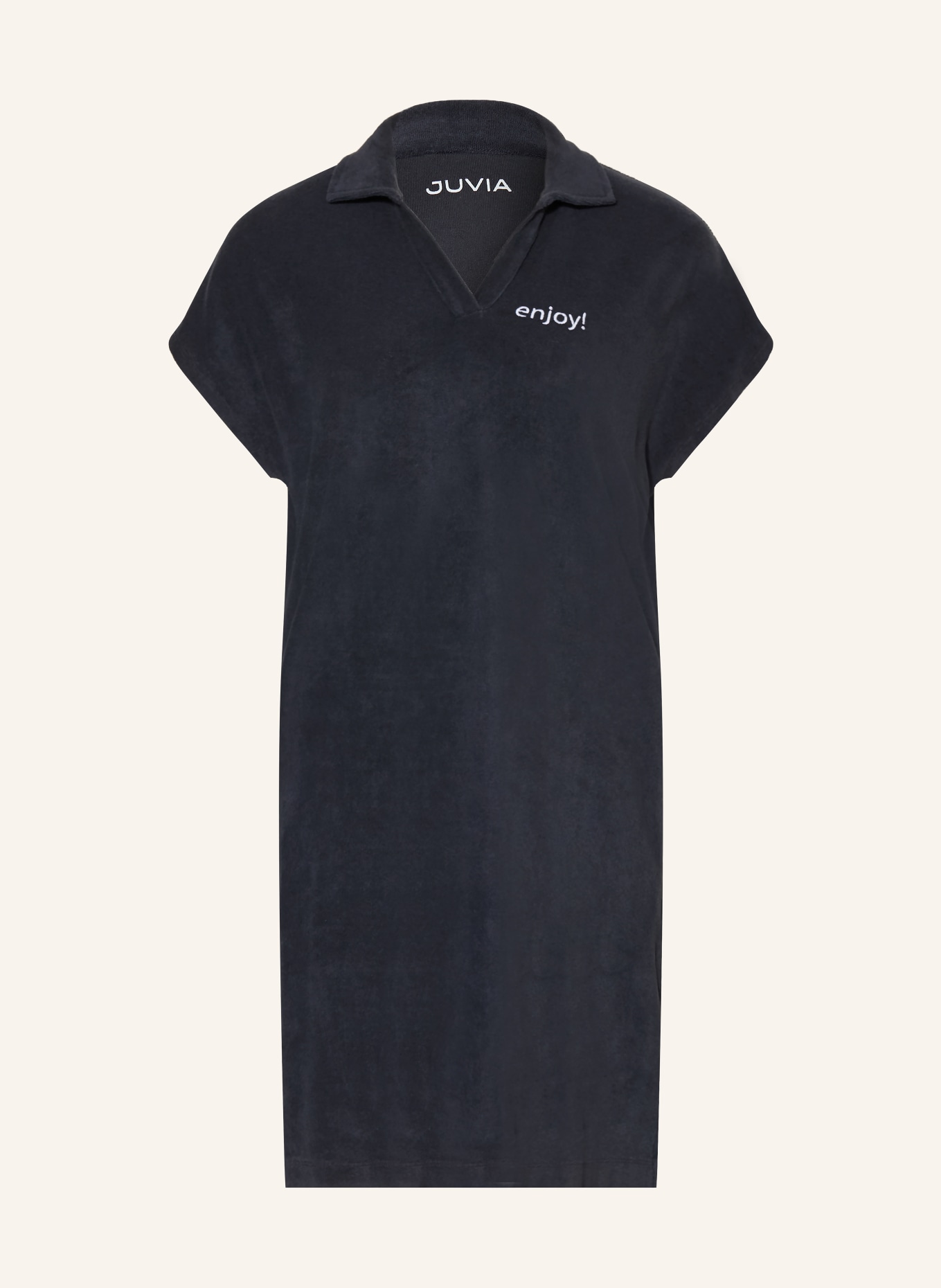 Juvia Frottee-Polokleid SELINA: DUNKELBLAU / WEISS
