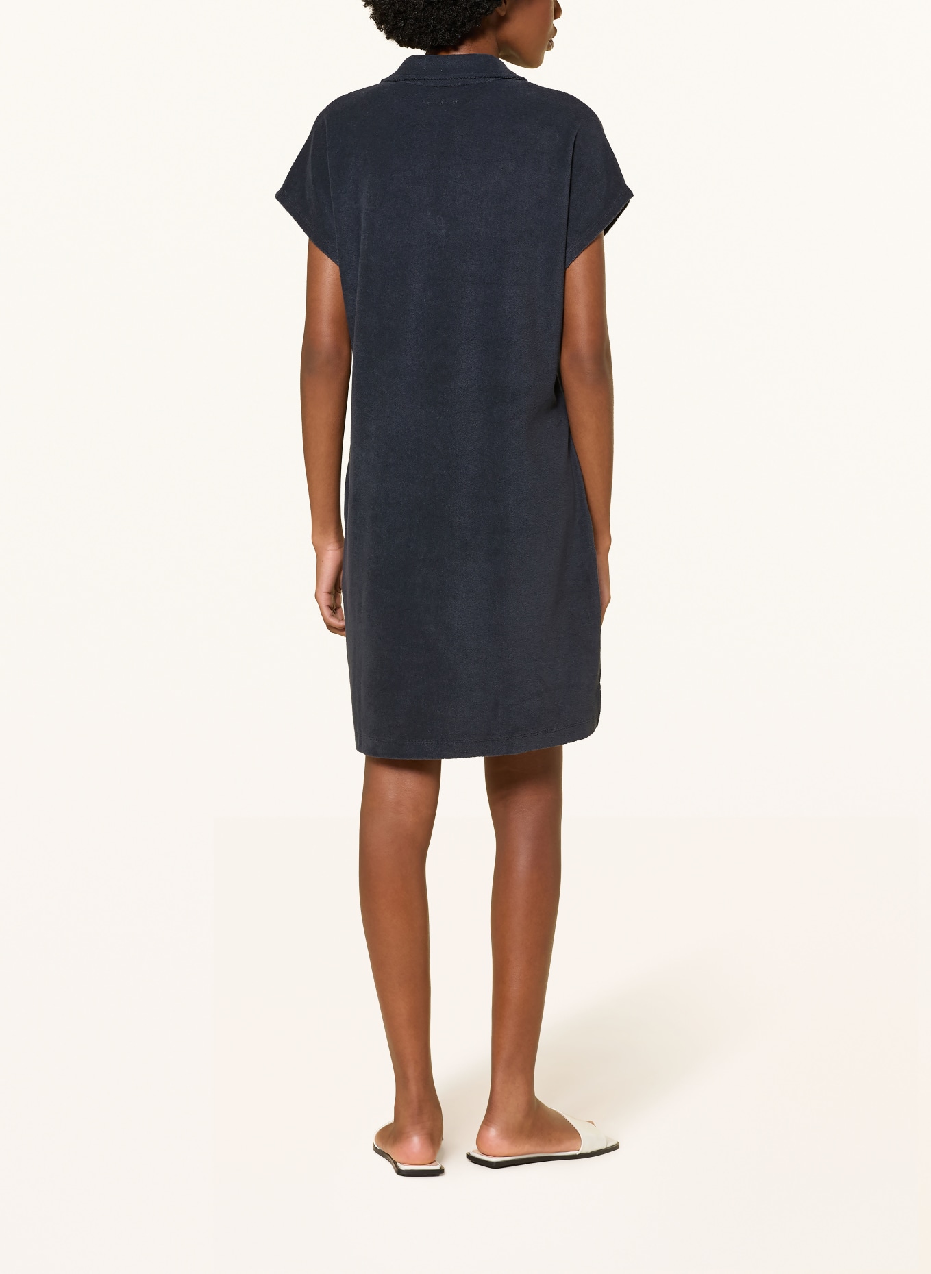 Juvia Frottee-Polokleid SELINA: DUNKELBLAU / WEISS