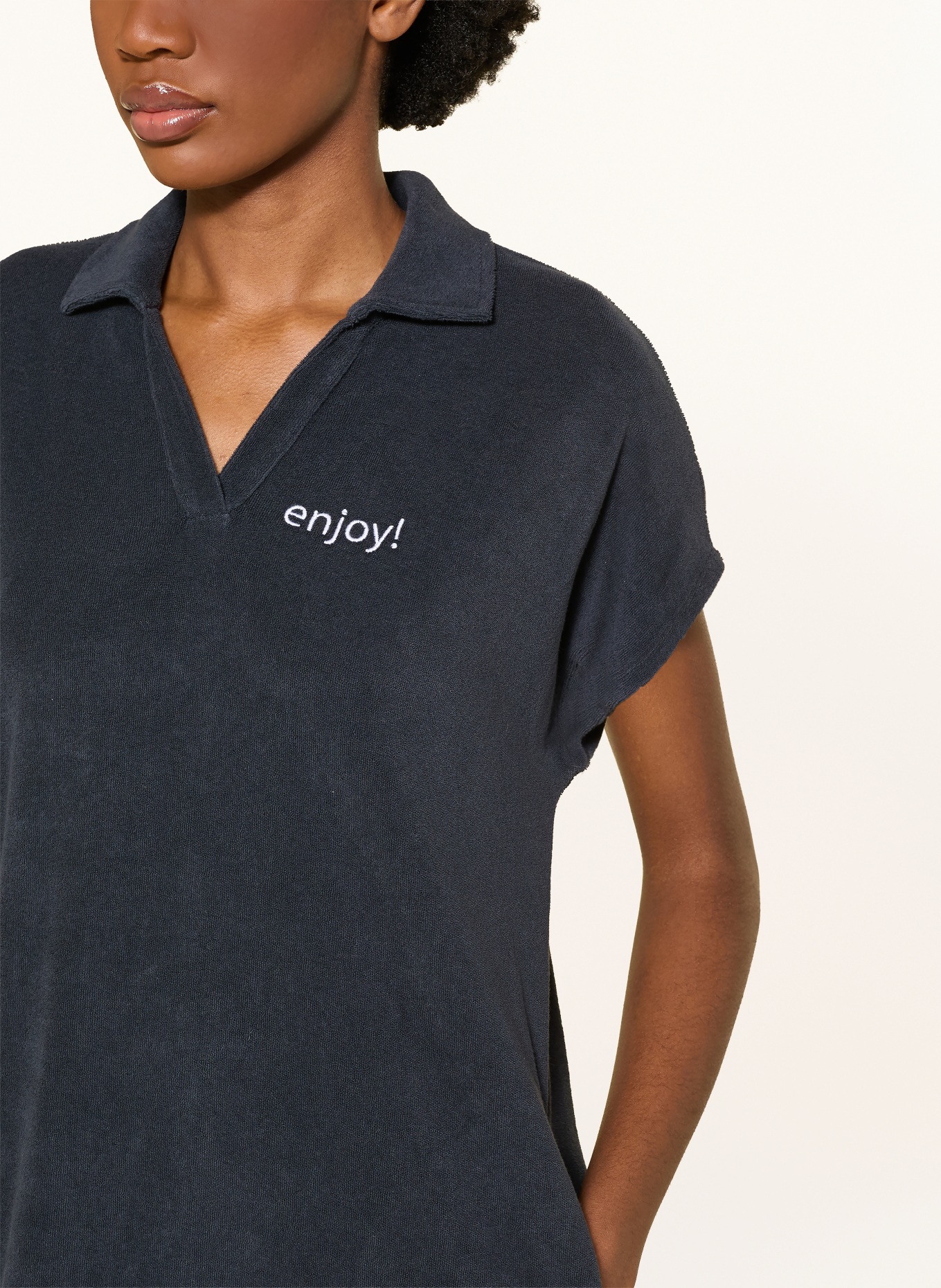 Juvia Frottee-Polokleid SELINA: DUNKELBLAU / WEISS