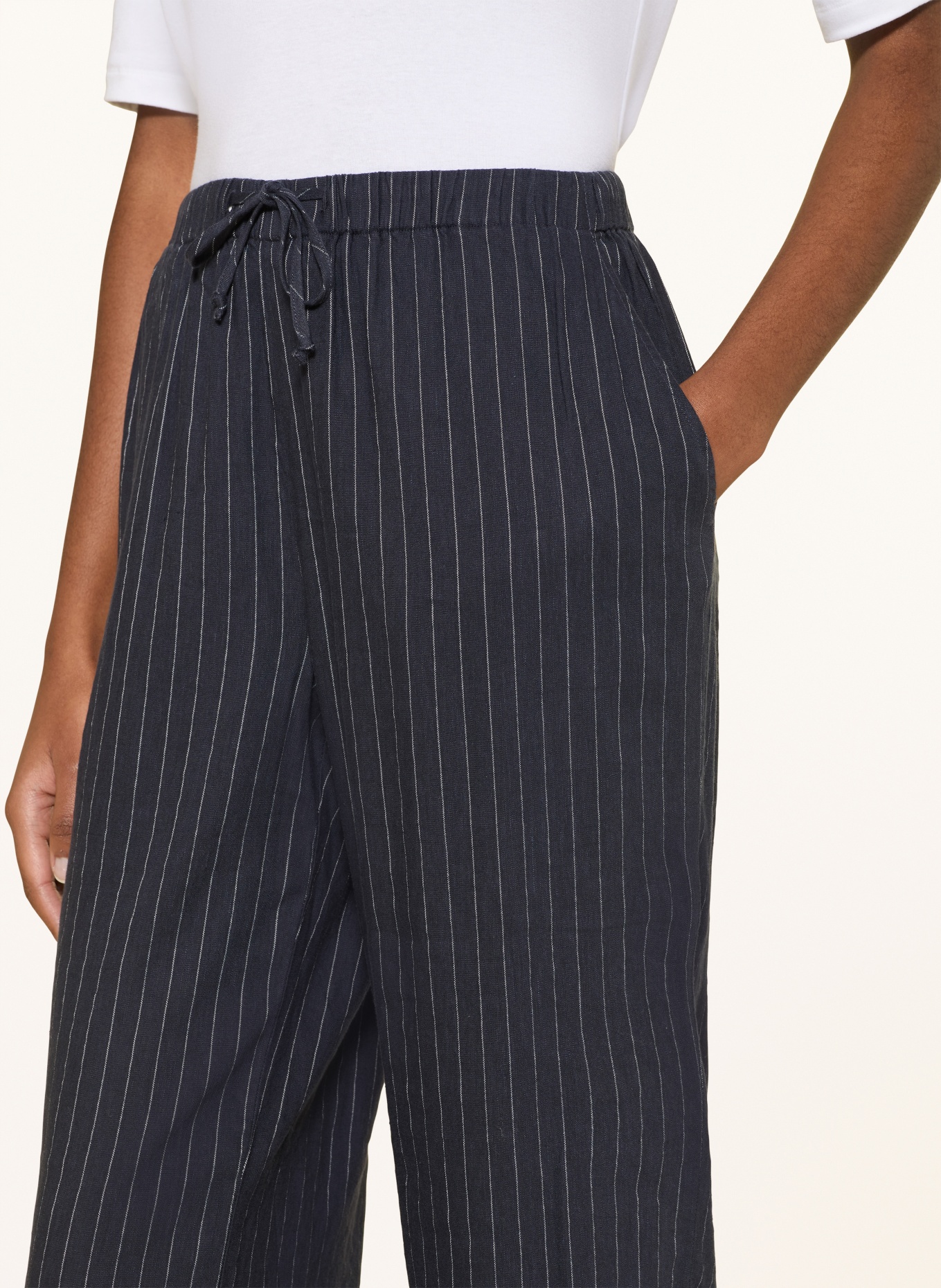 Juvia Marlenehose mit Leinen: DUNKELBLAU / GRAU