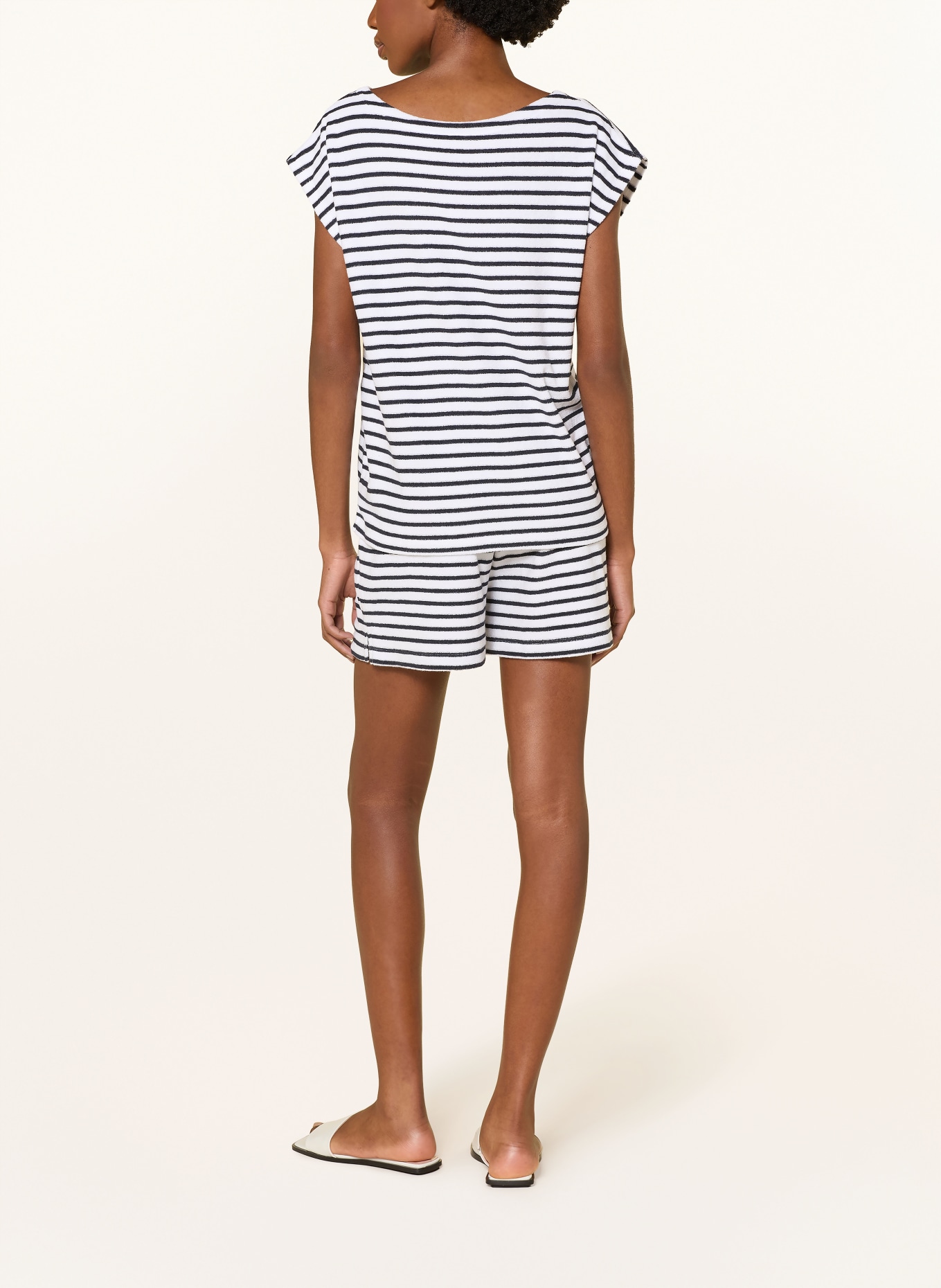 Juvia T-shirt KIMBERLY van badstof: DONKERBLAUW / WIT