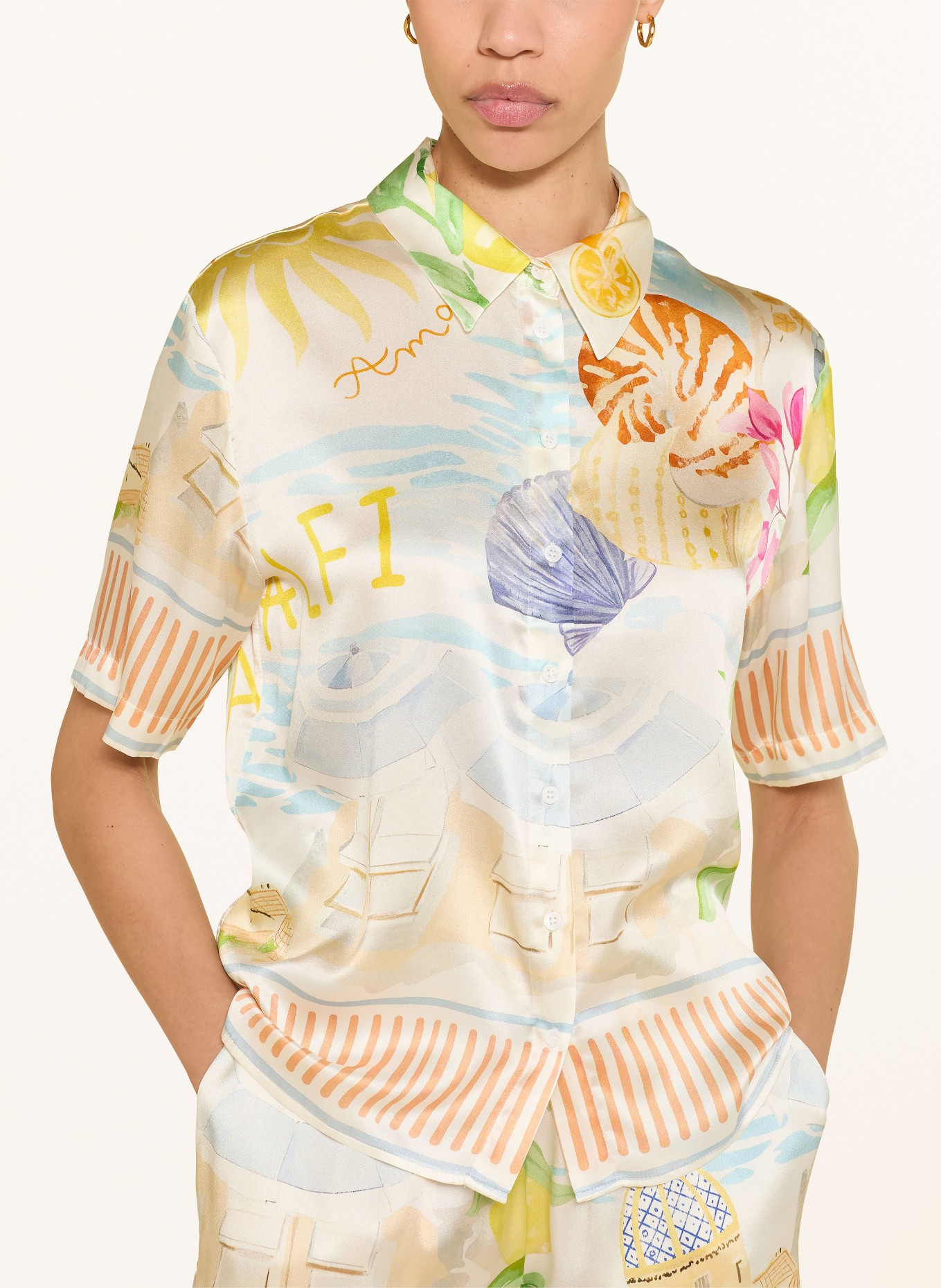 lilienfels Hemdbluse aus Seide: WEISS / GELB / BLAU