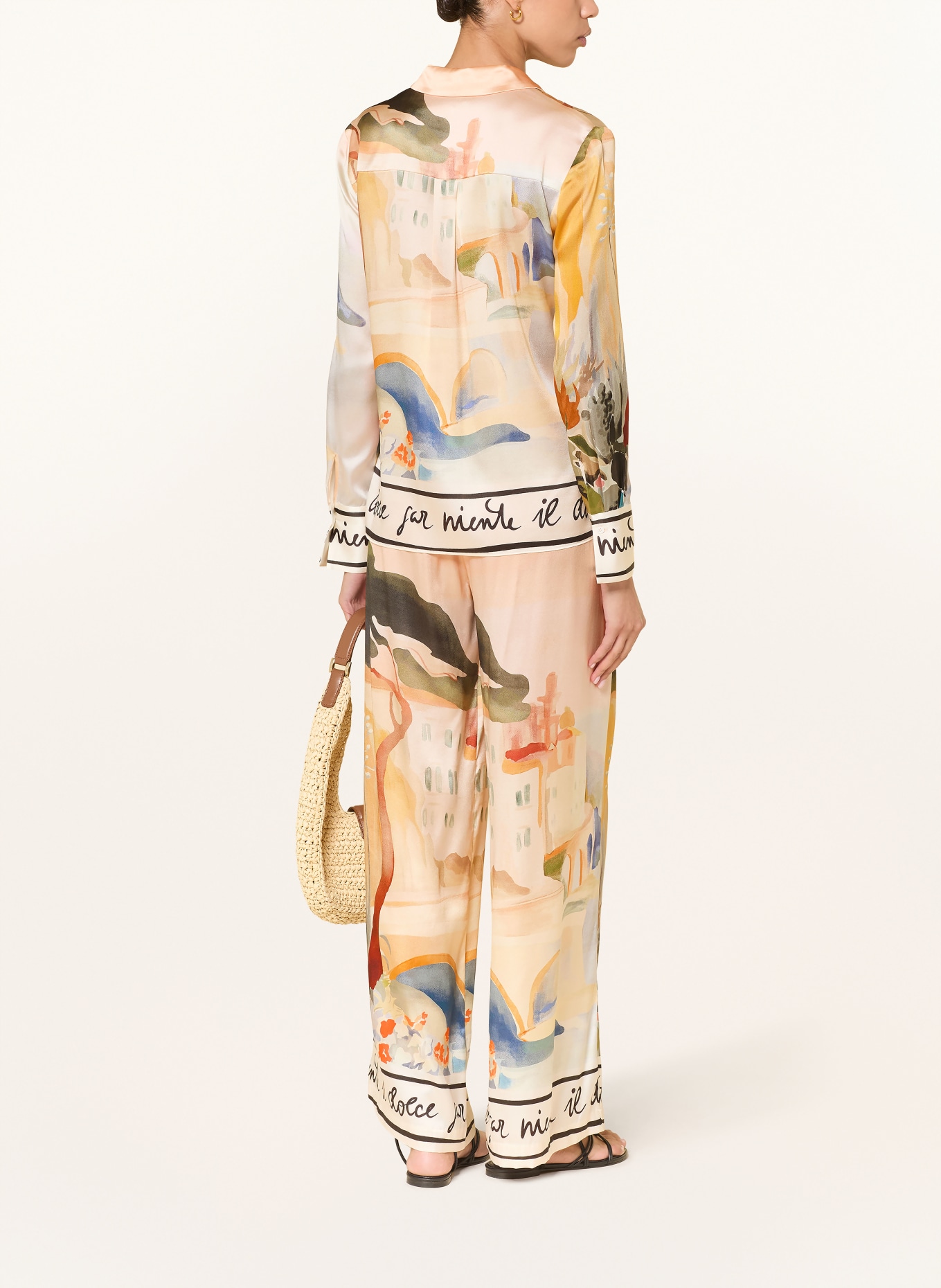 lilienfels Zijden overhemdblouse: BEIGE / BLAUW / ZWART