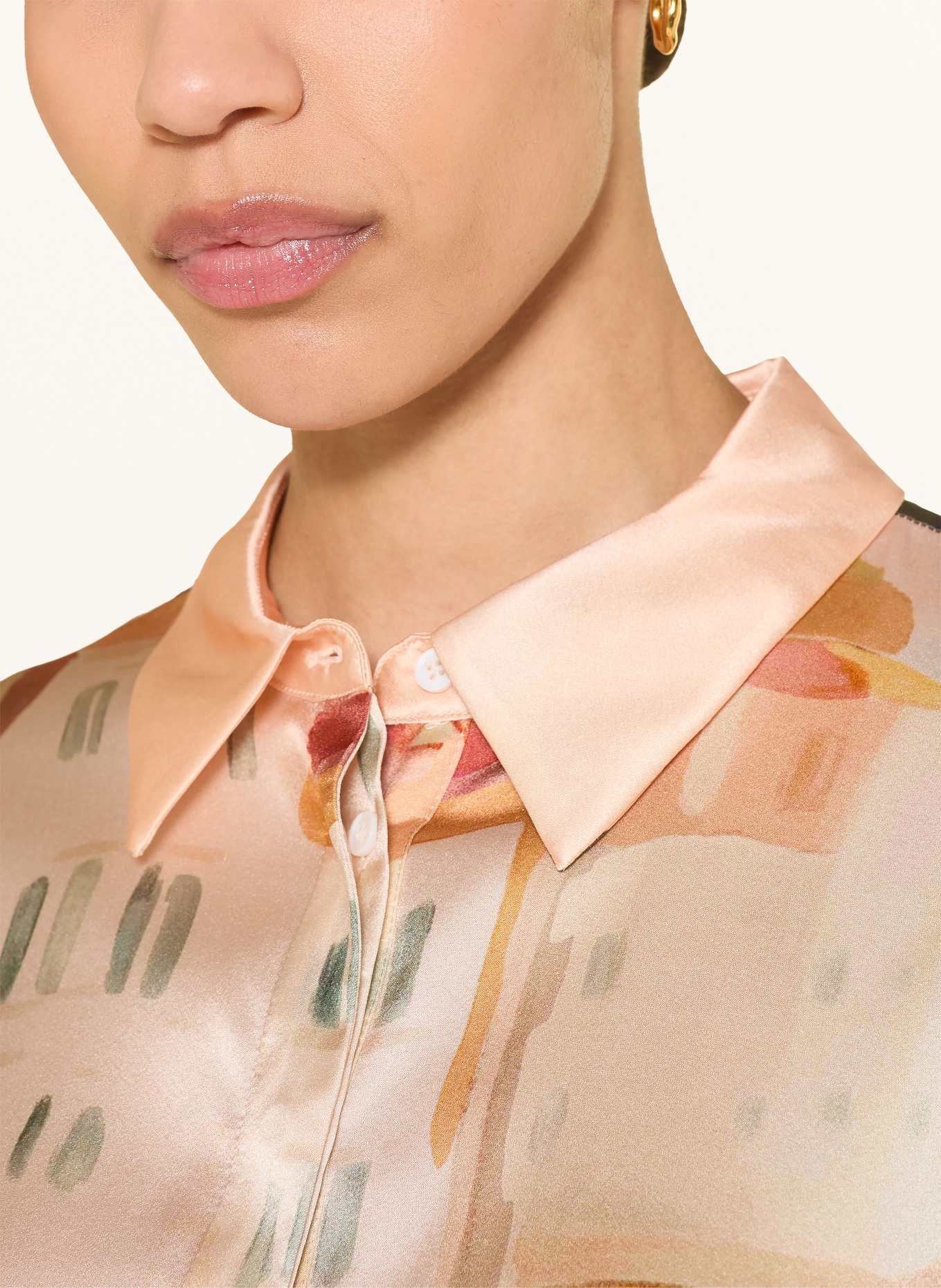 lilienfels Zijden overhemdblouse: BEIGE / BLAUW / ZWART