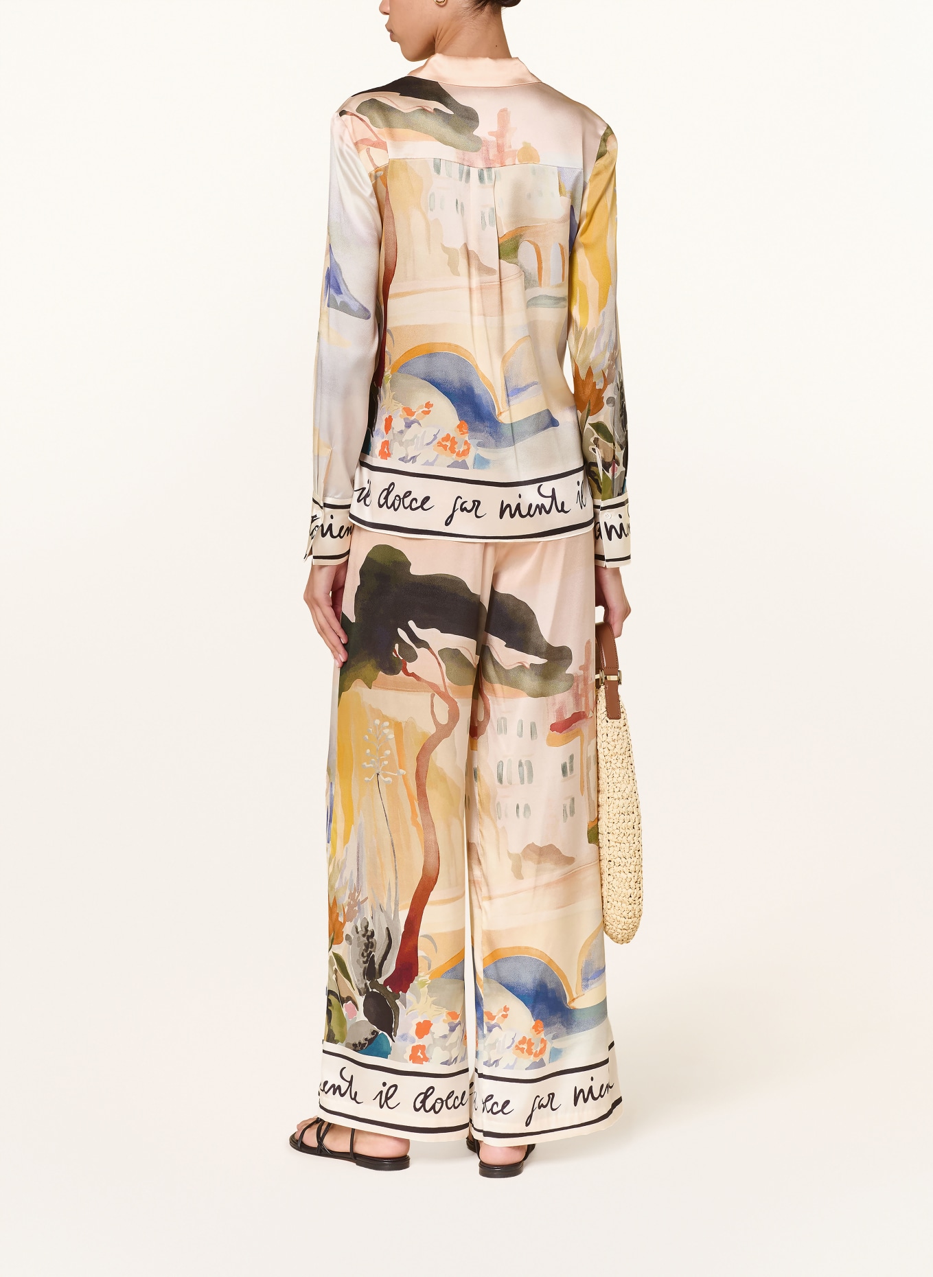 lilienfels Silk wide-leg pants: ROSE GOLD / DARK ORANGE / DARK GREEN