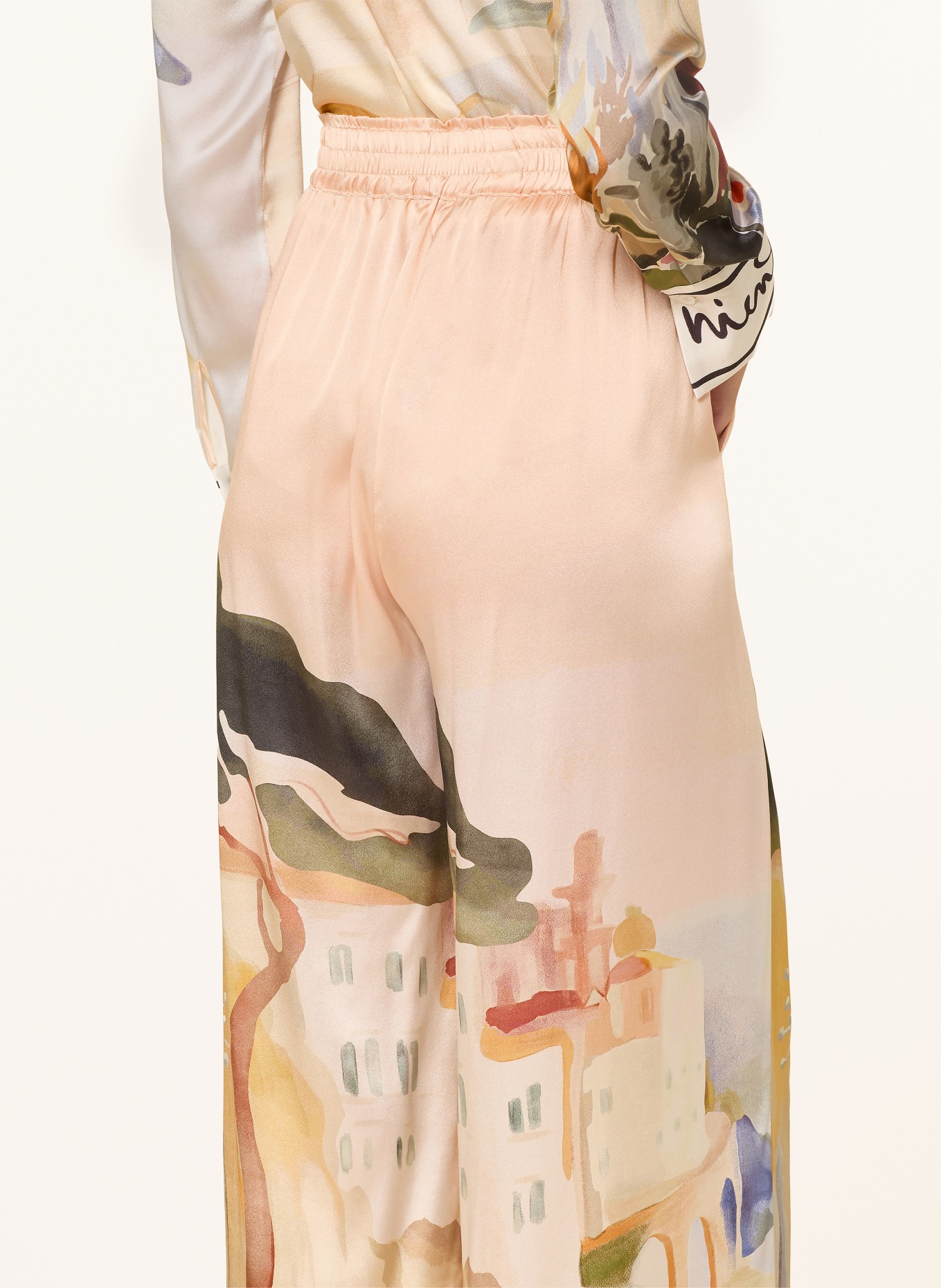 lilienfels Silk wide-leg pants: ROSE GOLD / DARK ORANGE / DARK GREEN
