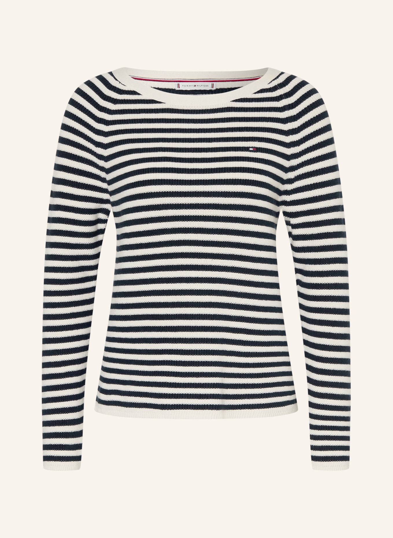 TOMMY HILFIGER gebreide trui: CRÈME / DONKERBLAUW