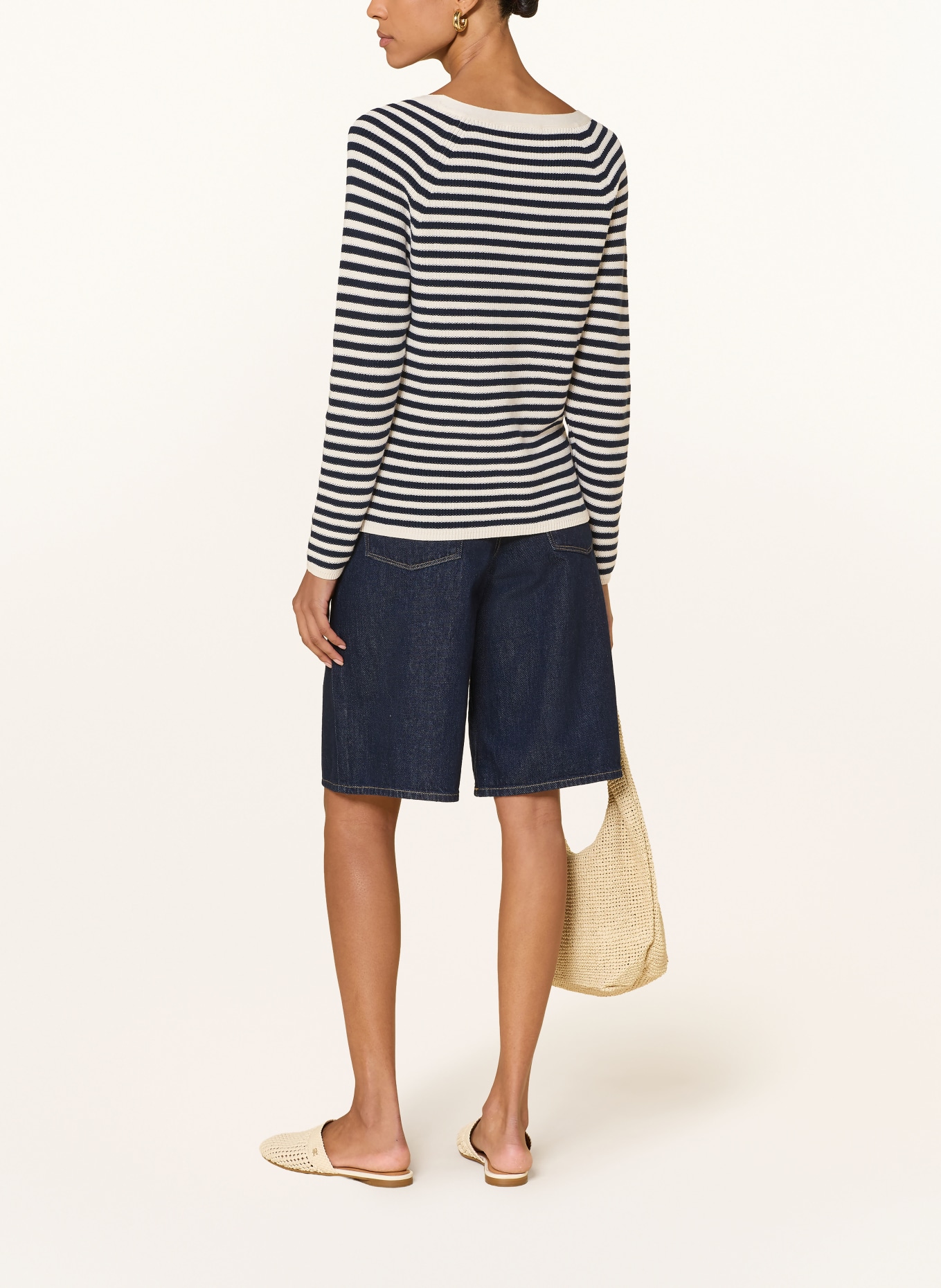 TOMMY HILFIGER gebreide trui: CRÈME / DONKERBLAUW