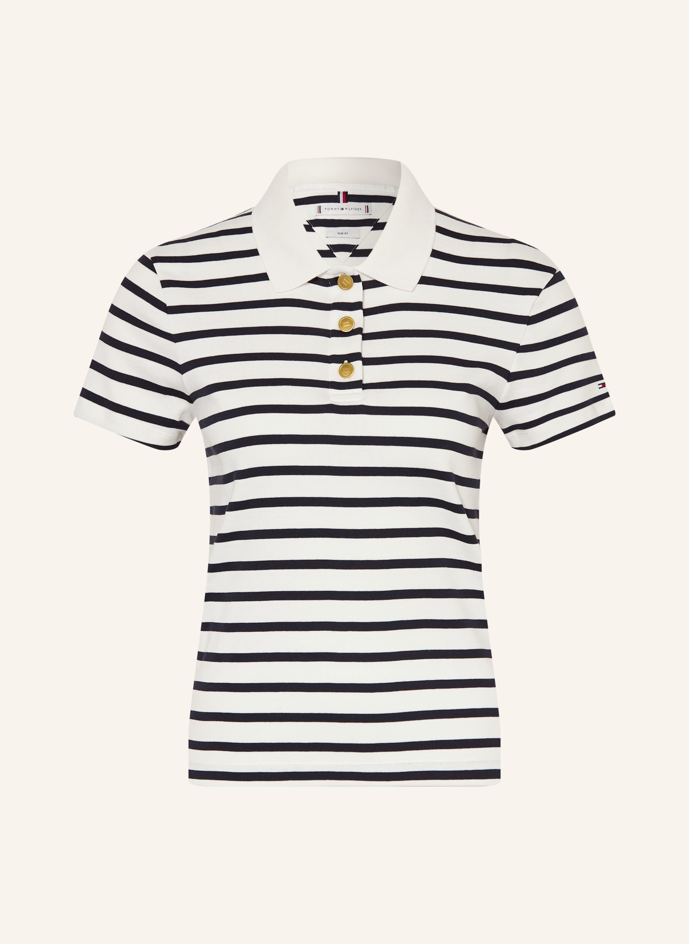 TOMMY HILFIGER Jersey-poloshirt: CRÈME / DONKERBLAUW