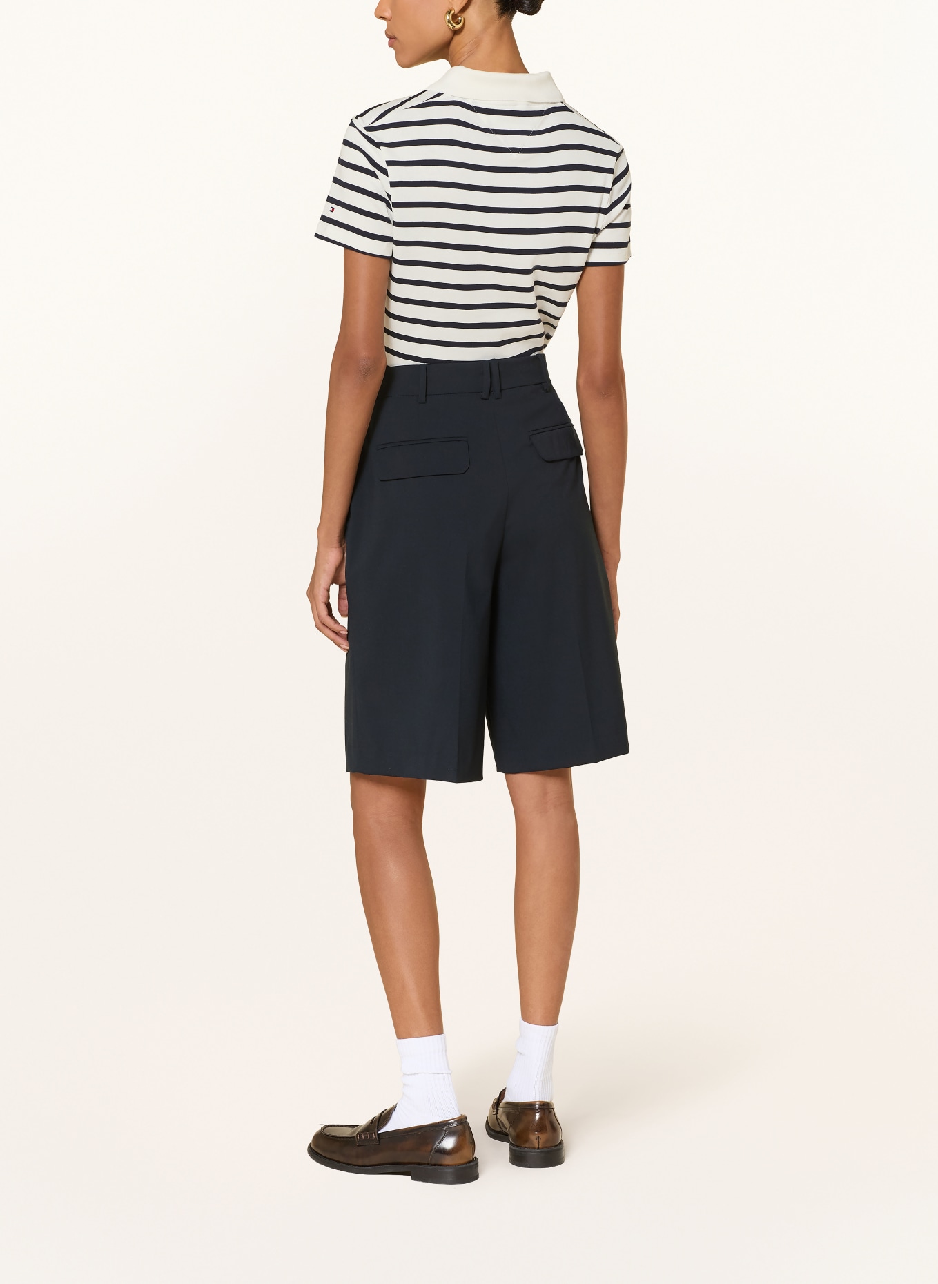 TOMMY HILFIGER Jersey-poloshirt: CRÈME / DONKERBLAUW