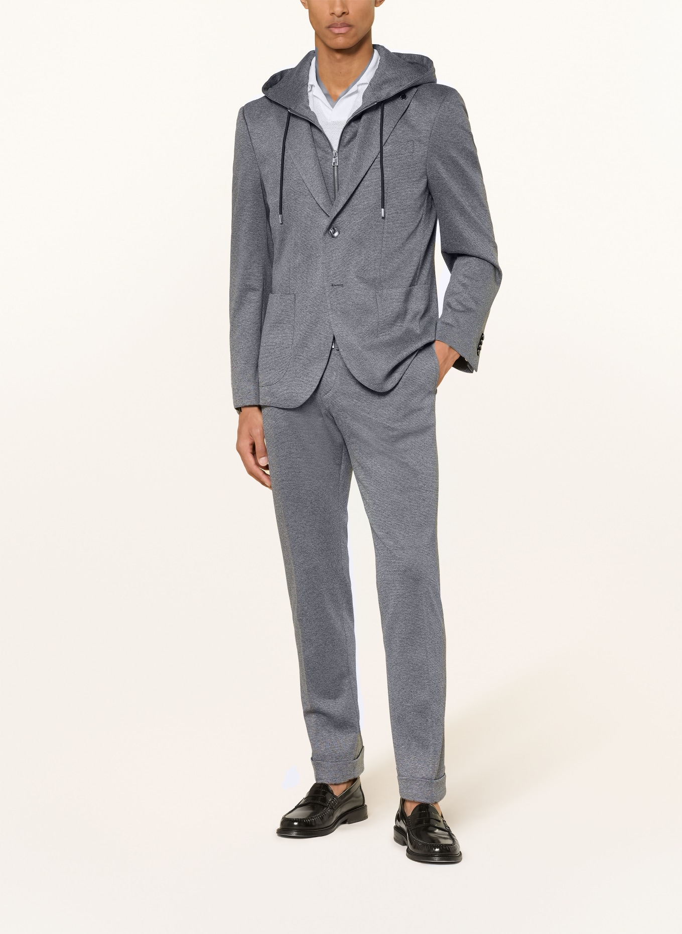 BALDESSARINI Extra Slim Fit Blazer with Removable Collar: 6300 NIGHT SKY