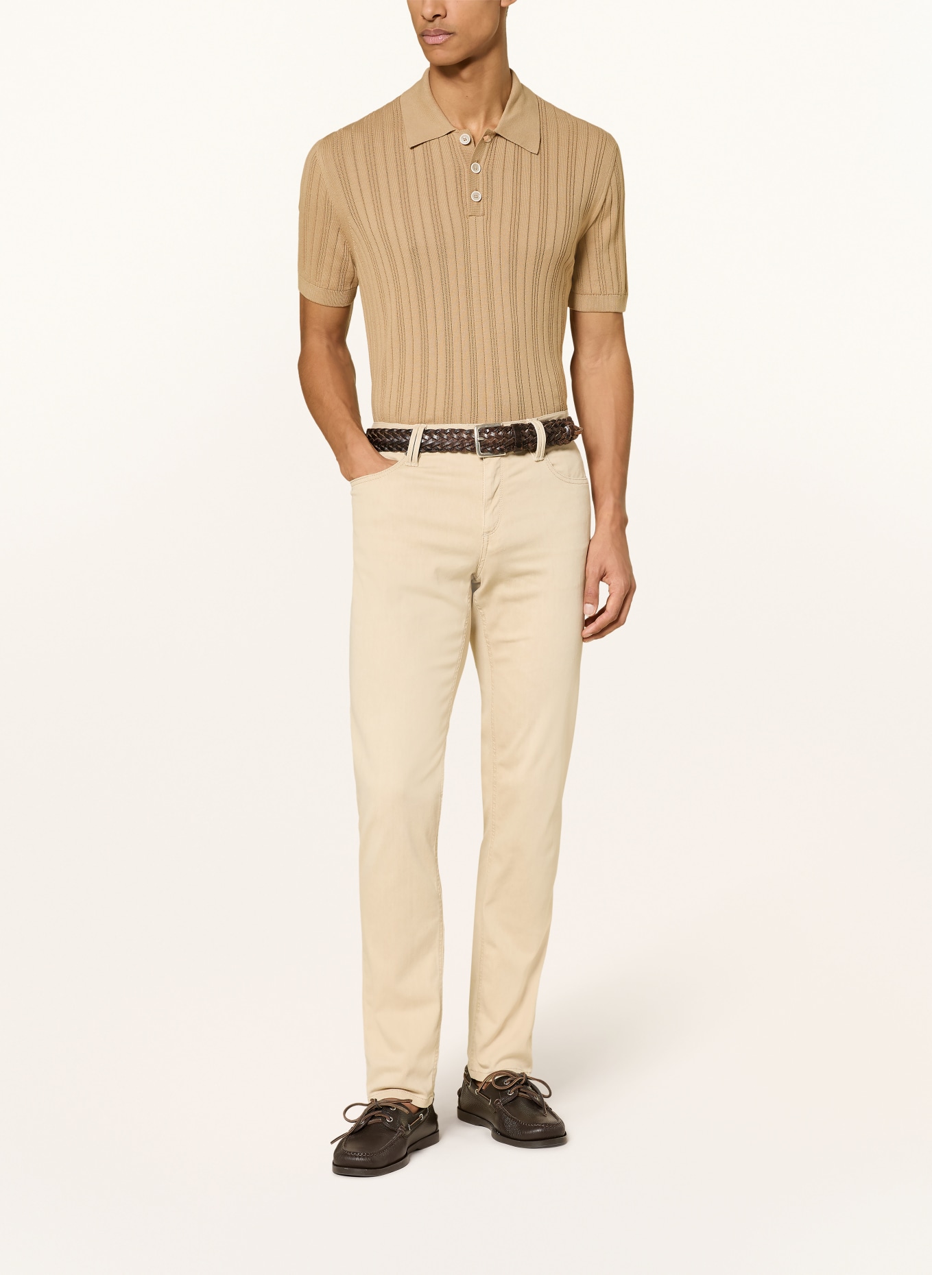 BALDESSARINI Strick-Poloshirt: HELLBRAUN