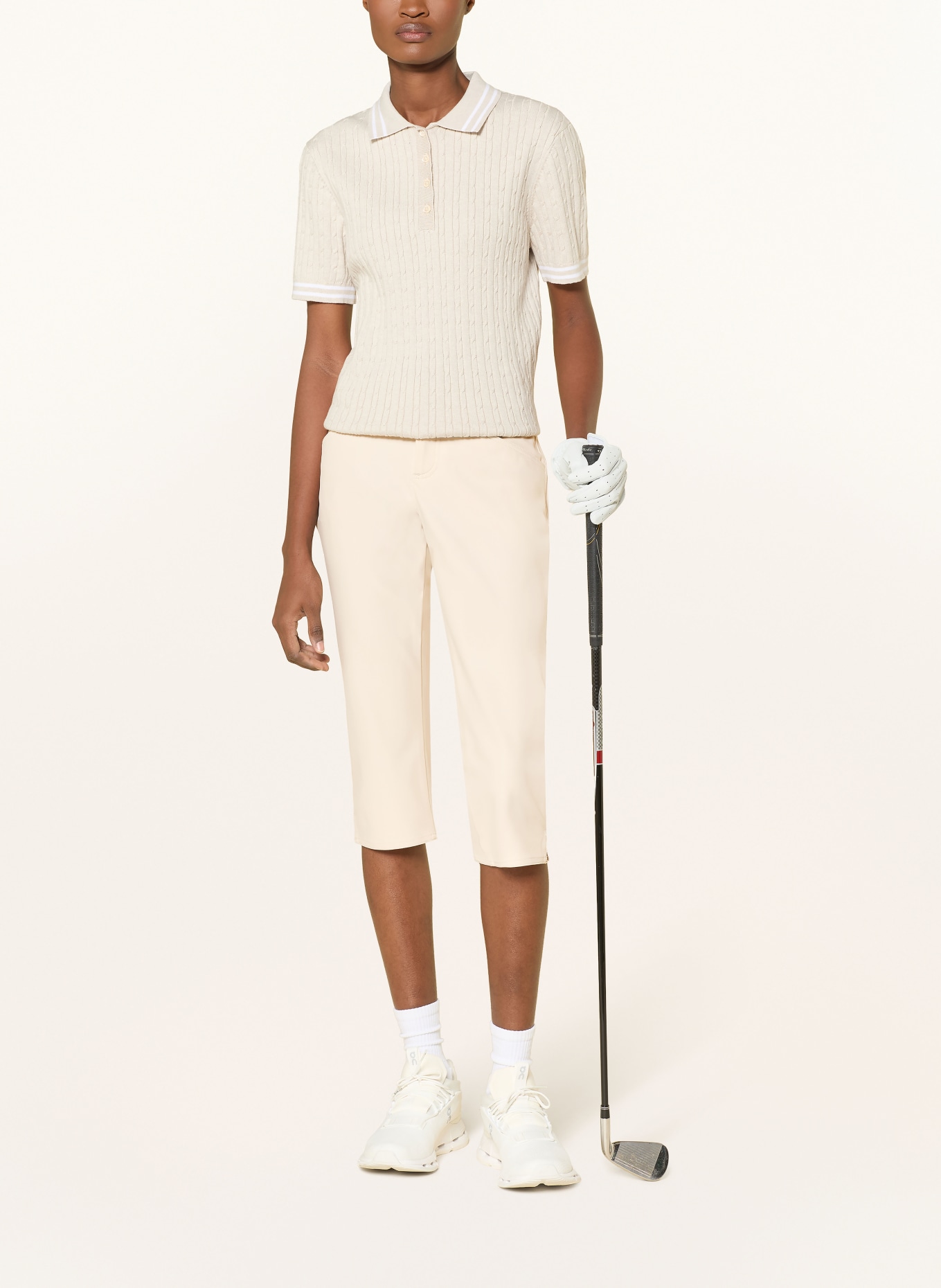 ALBERTO MONA-C 3/4-Length Golf Pants - FX4 DRY COOLER® with Rhinestones: ECRU