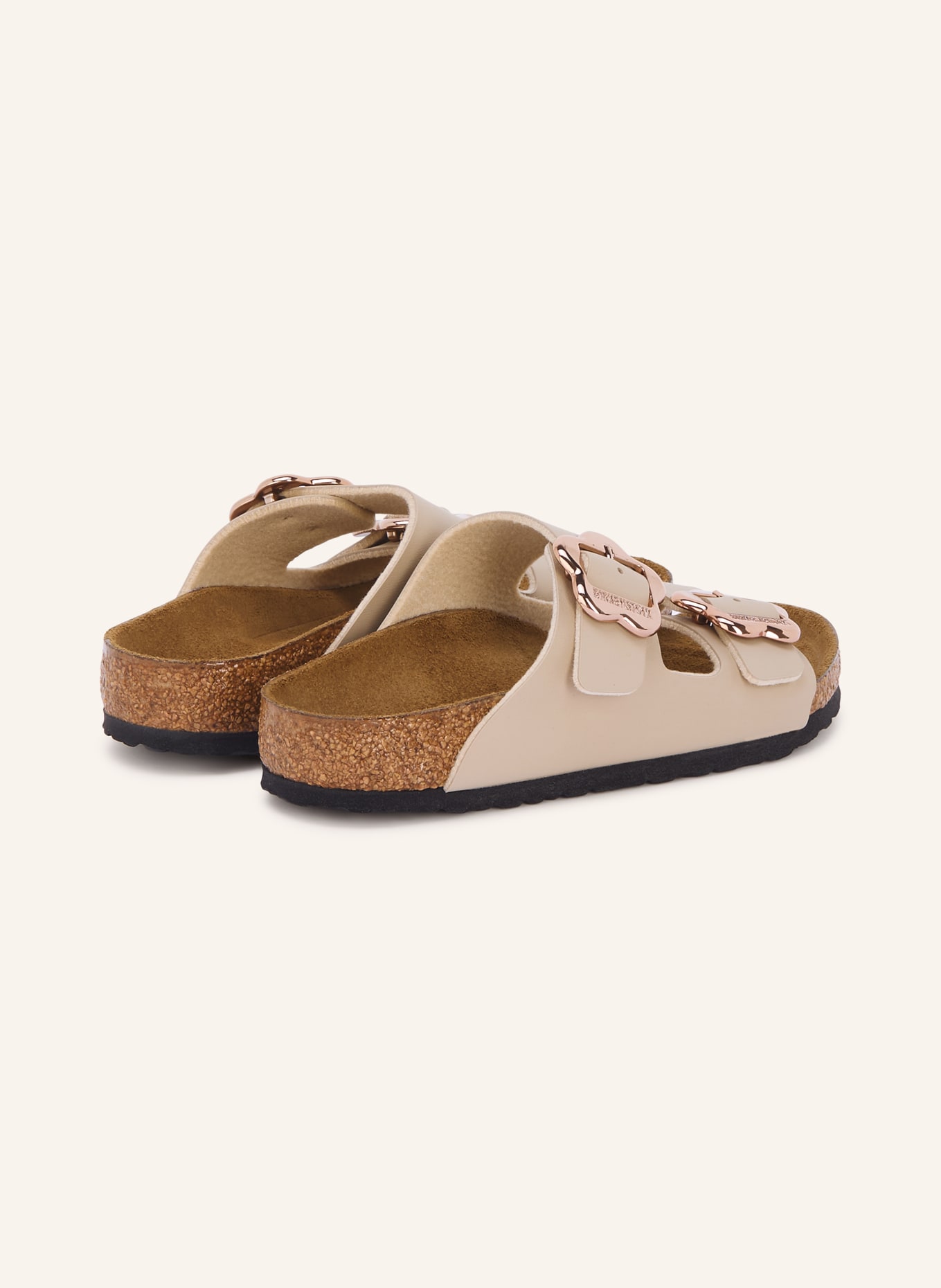BIRKENSTOCK Pantoletten ARIZONA FLOWER BUCKLE: TAUPE / ROSÉGOLD