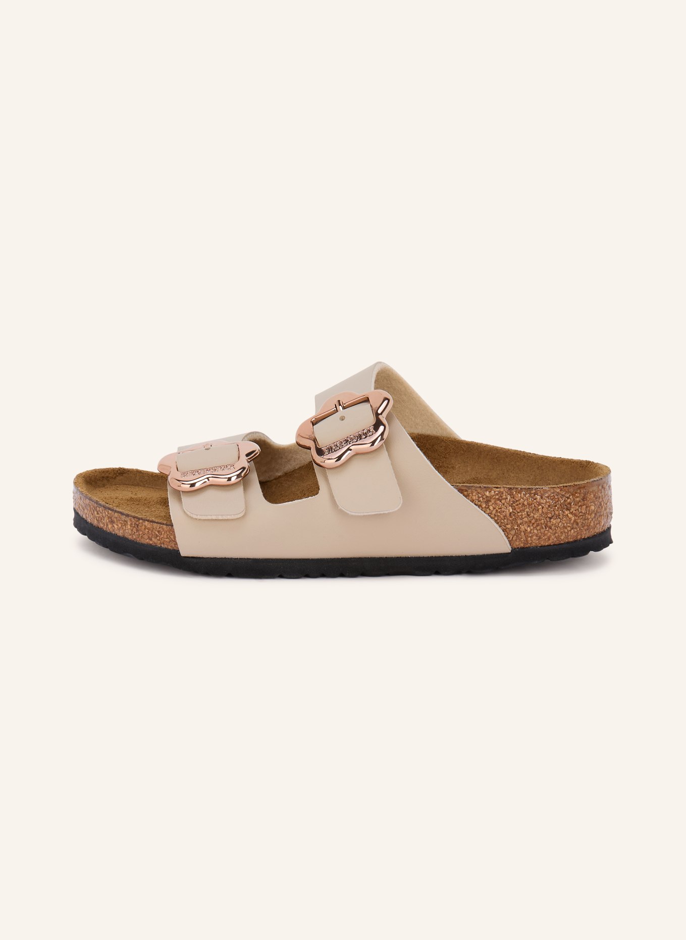 BIRKENSTOCK Pantoletten ARIZONA FLOWER BUCKLE: TAUPE / ROSÉGOLD