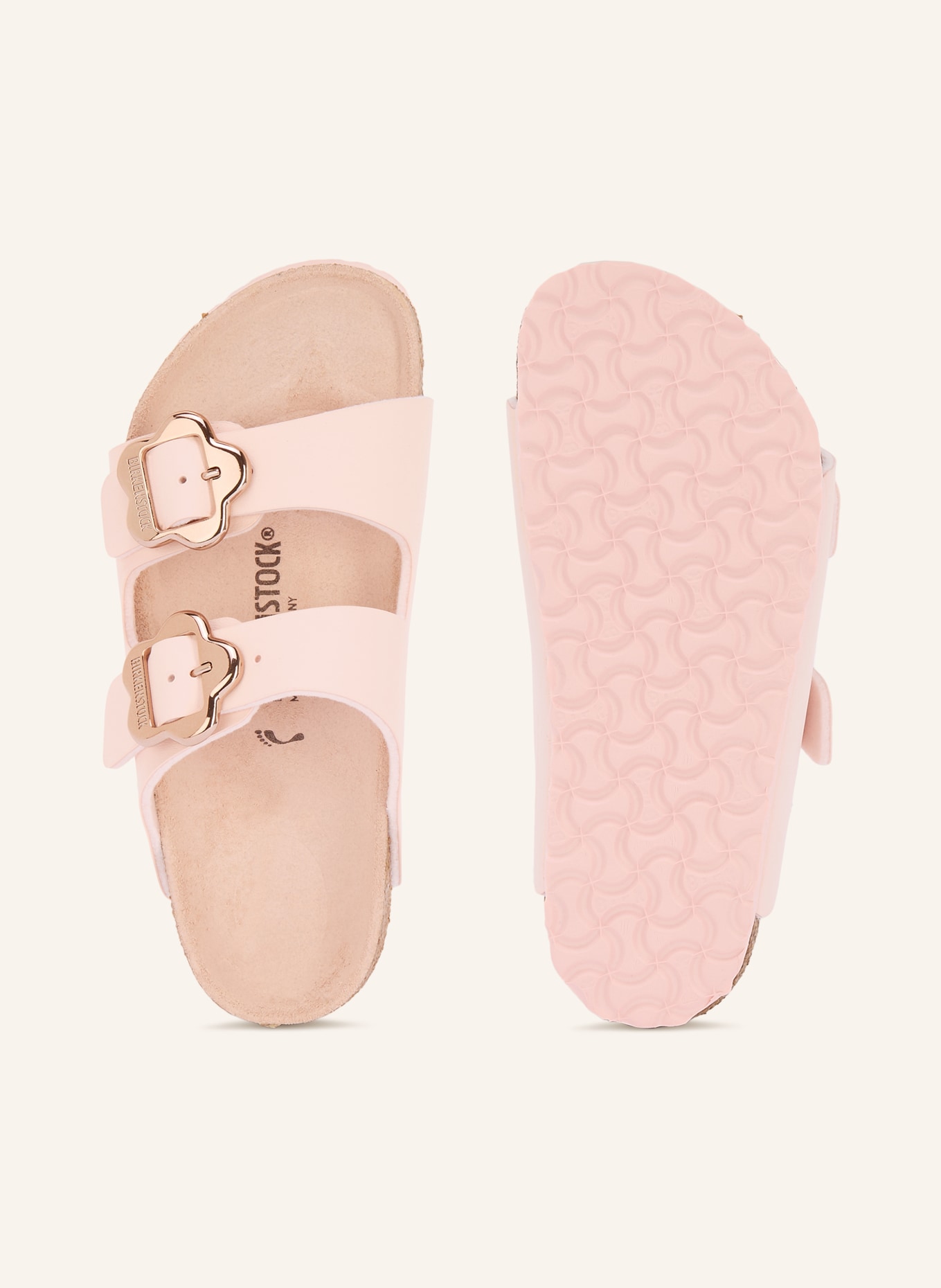 BIRKENSTOCK Pantoletten ARIZONA FLOWER BUCKLE: HELLROSA / ROSÉGOLD