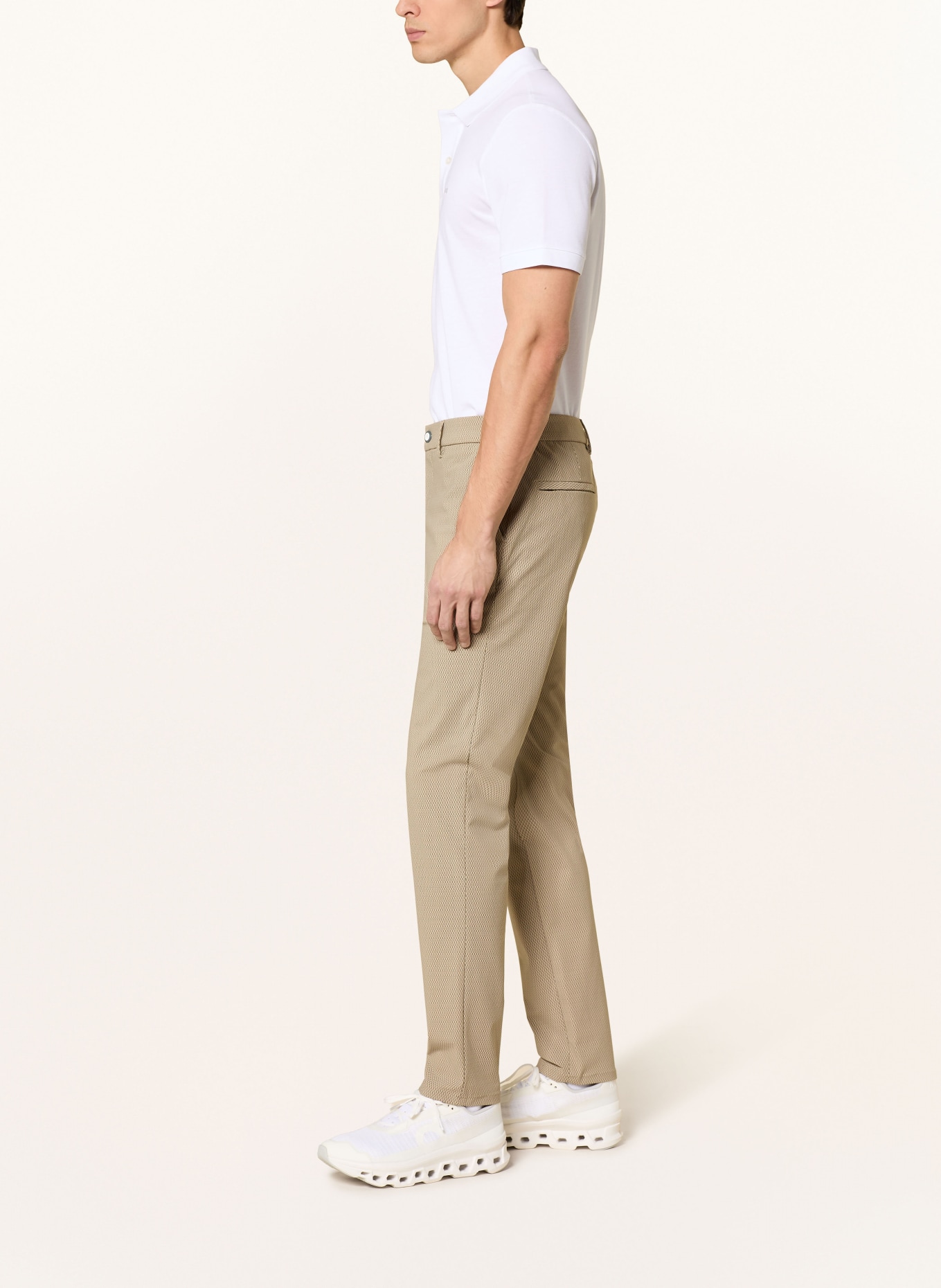ALBERTO DRIVER Golf Pants: CREAM / BROWN