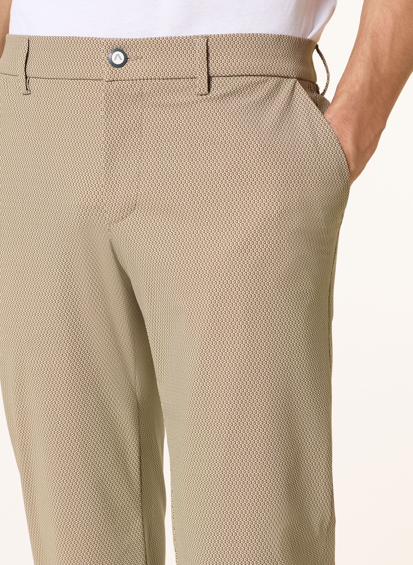 ALBERTO DRIVER Golf Pants: CREAM / BROWN