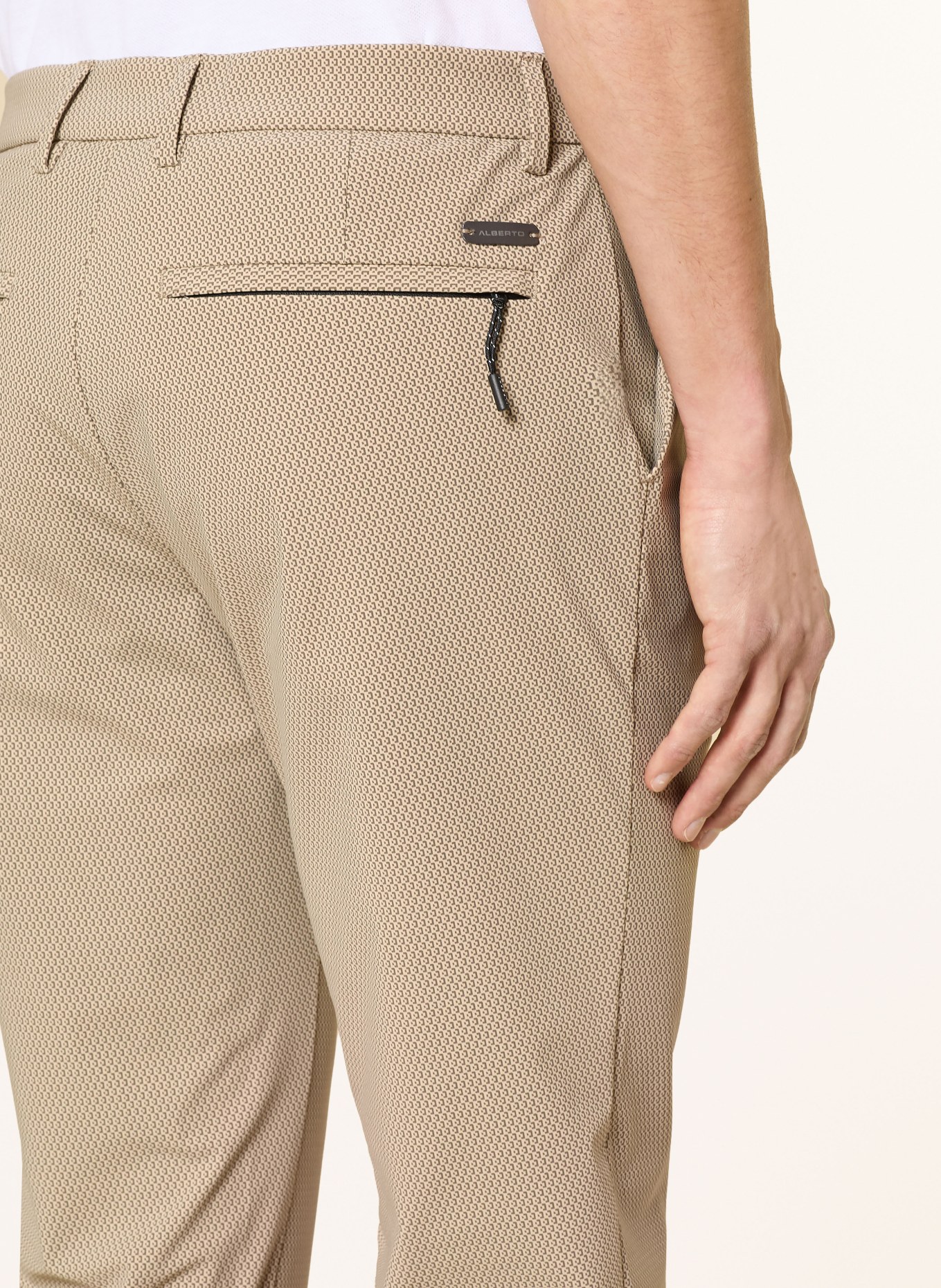 ALBERTO DRIVER Golf Pants: CREAM / BROWN