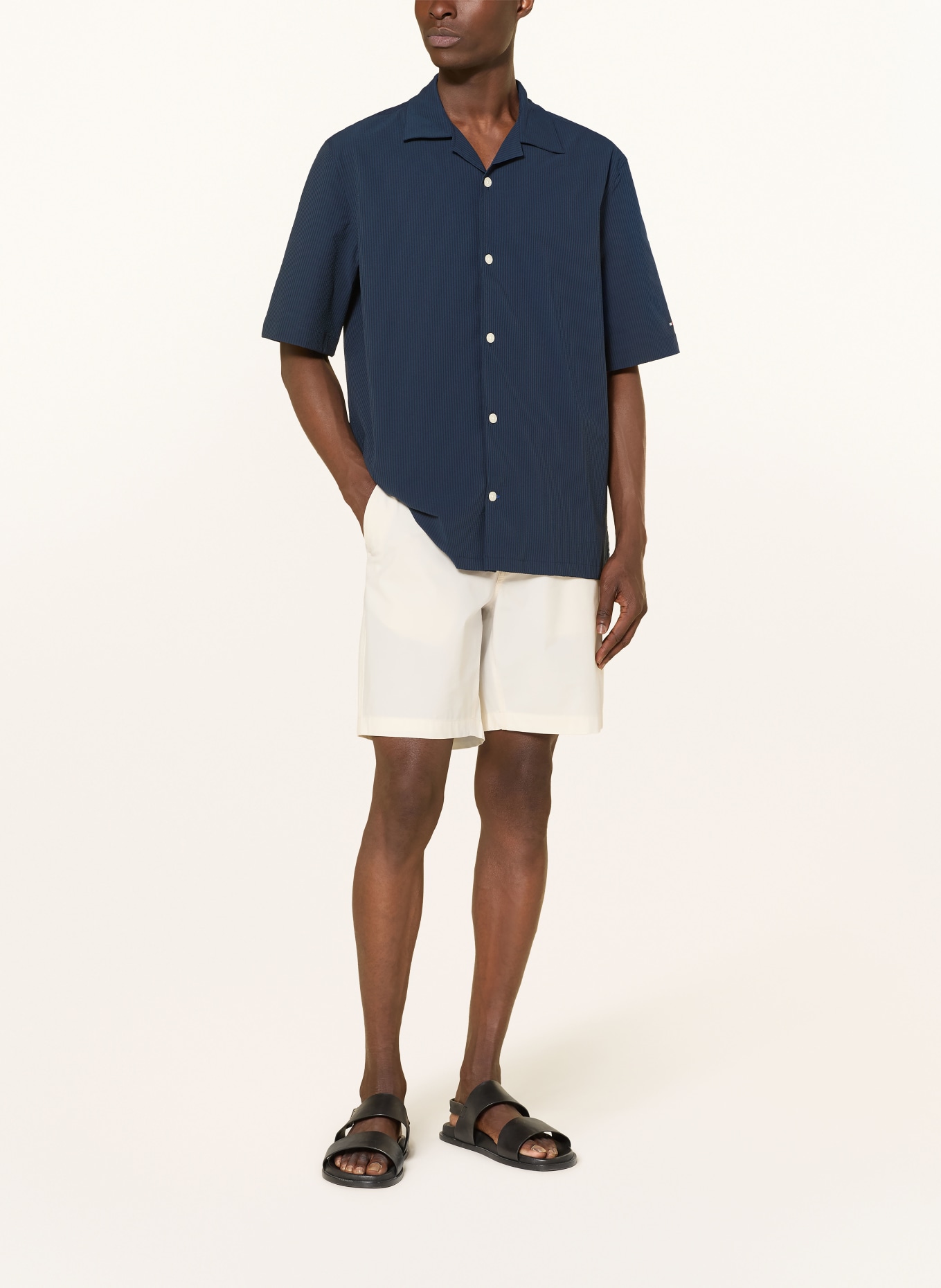 TOMMY HILFIGER Resorthemd Relaxed Fit: DUNKELBLAU / SCHWARZ