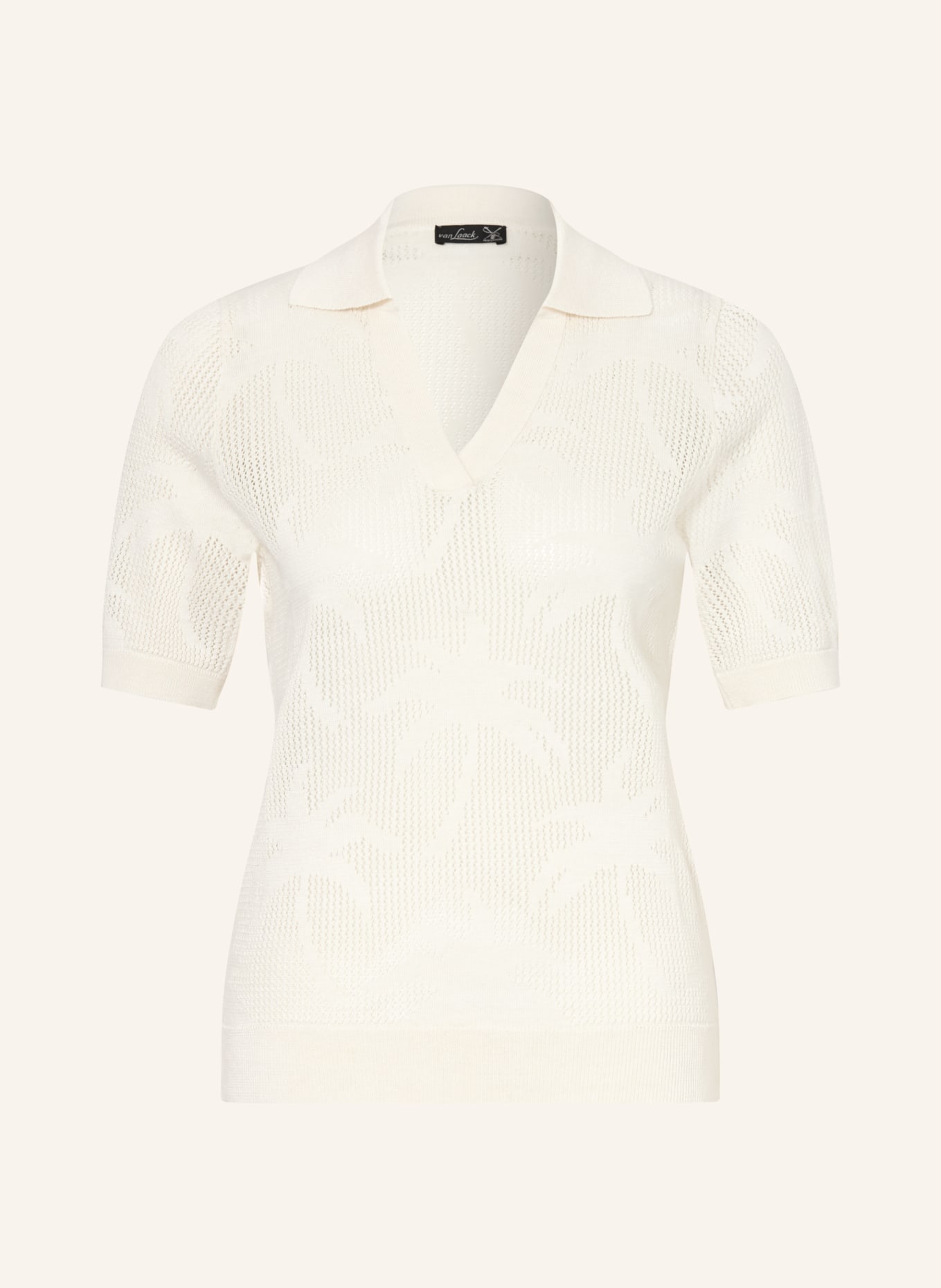 van Laack Gebreid poloshirt VL-SAIDAS-XX met linnen: ECRU
