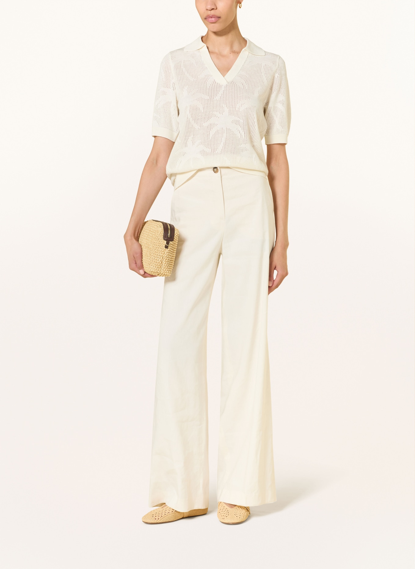 van Laack Gebreid poloshirt VL-SAIDAS-XX met linnen: ECRU