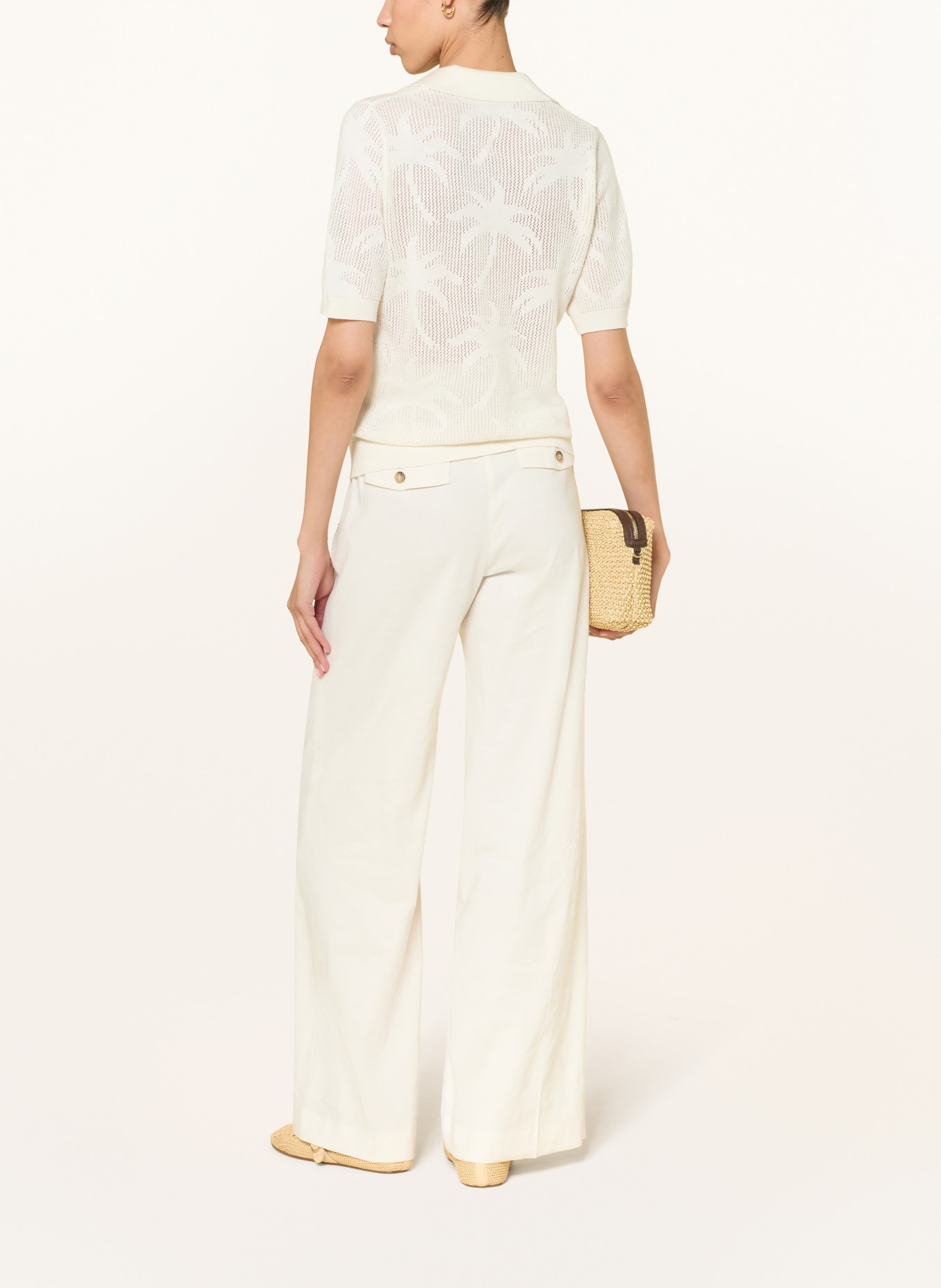 van Laack Gebreid poloshirt VL-SAIDAS-XX met linnen: ECRU