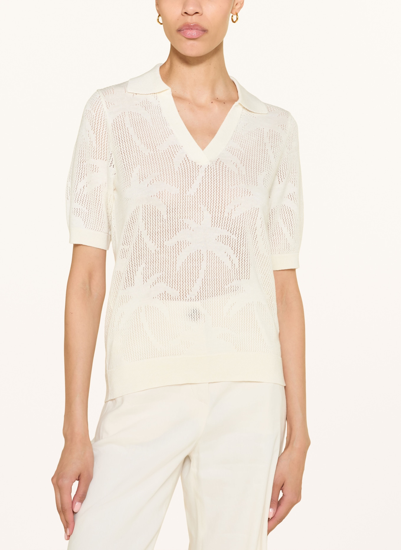 van Laack Gebreid poloshirt VL-SAIDAS-XX met linnen: ECRU