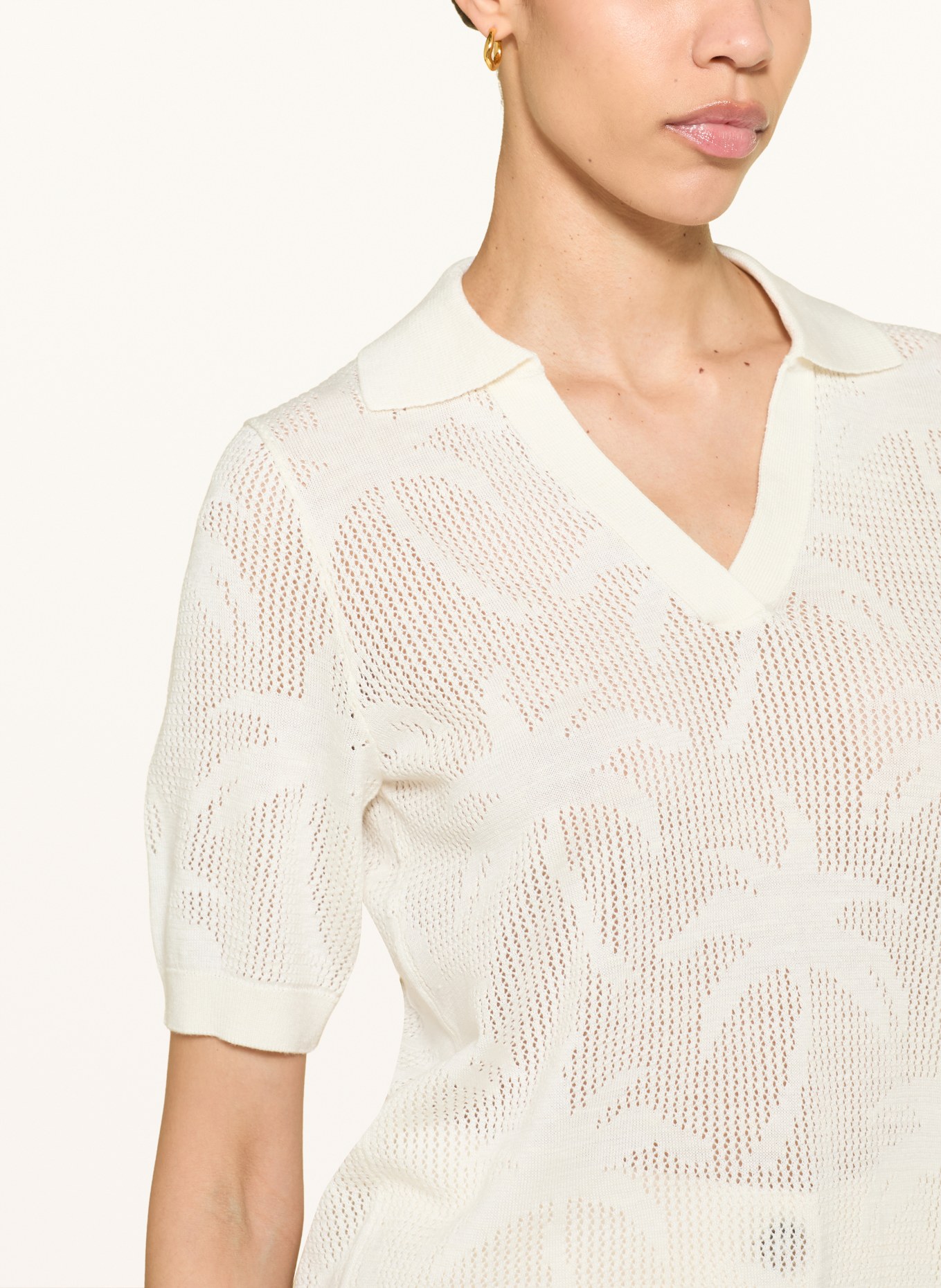 van Laack Gebreid poloshirt VL-SAIDAS-XX met linnen: ECRU