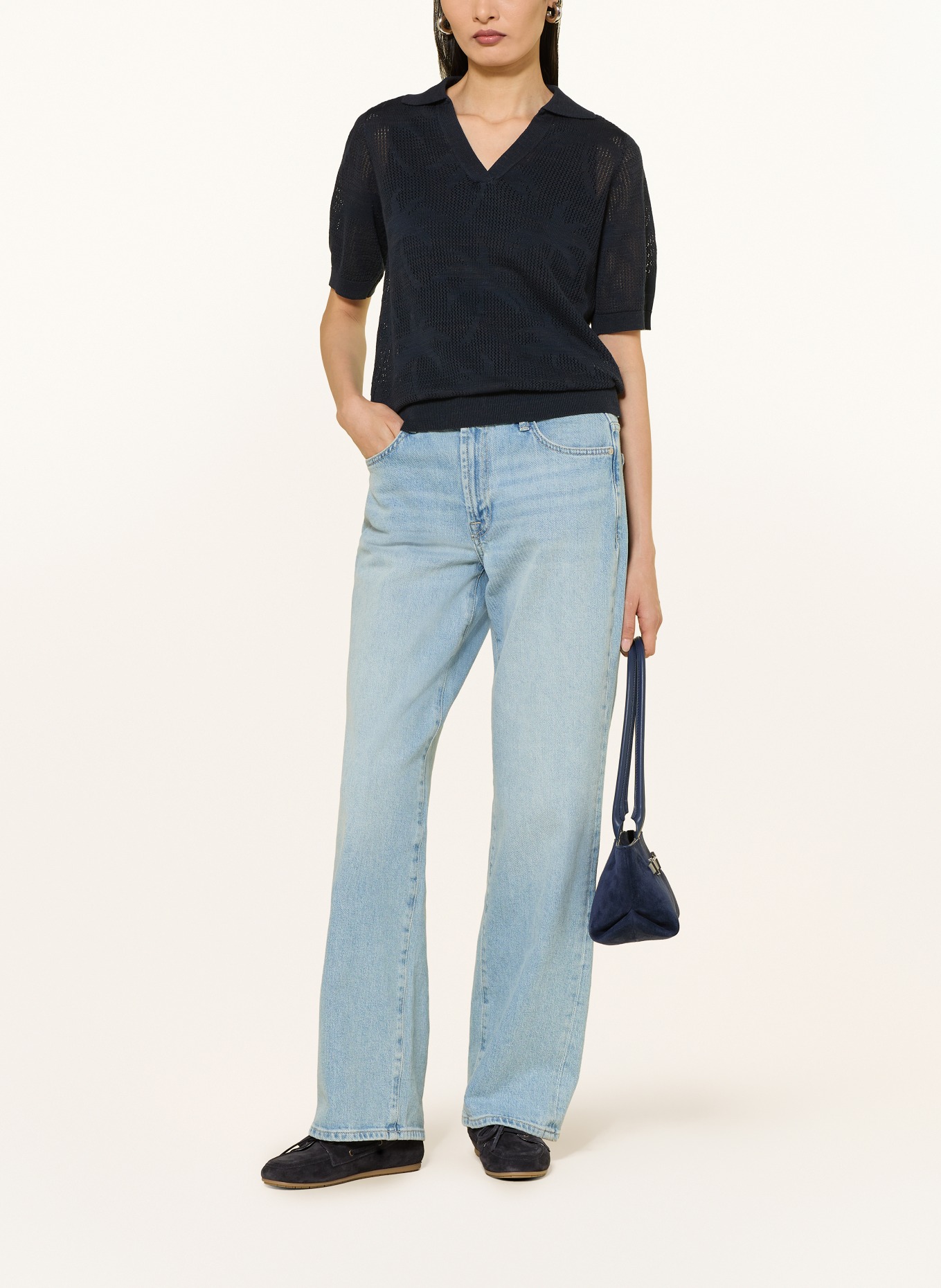 van Laack VL-SAIDAS-XX Knitted Polo Shirt with Linen: DARK BLUE