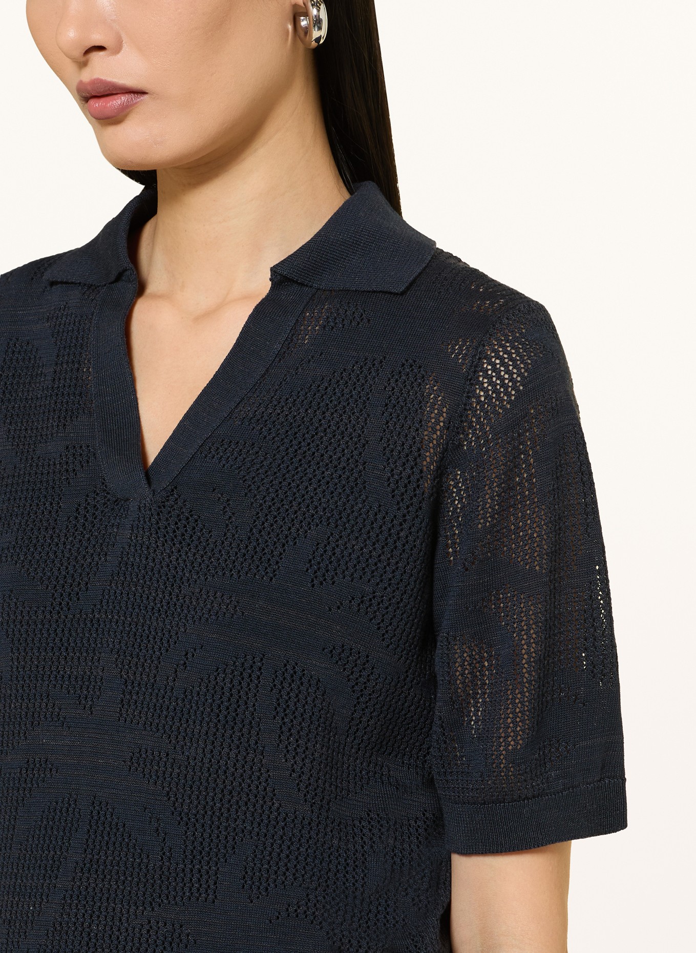 van Laack VL-SAIDAS-XX Knitted Polo Shirt with Linen: DARK BLUE