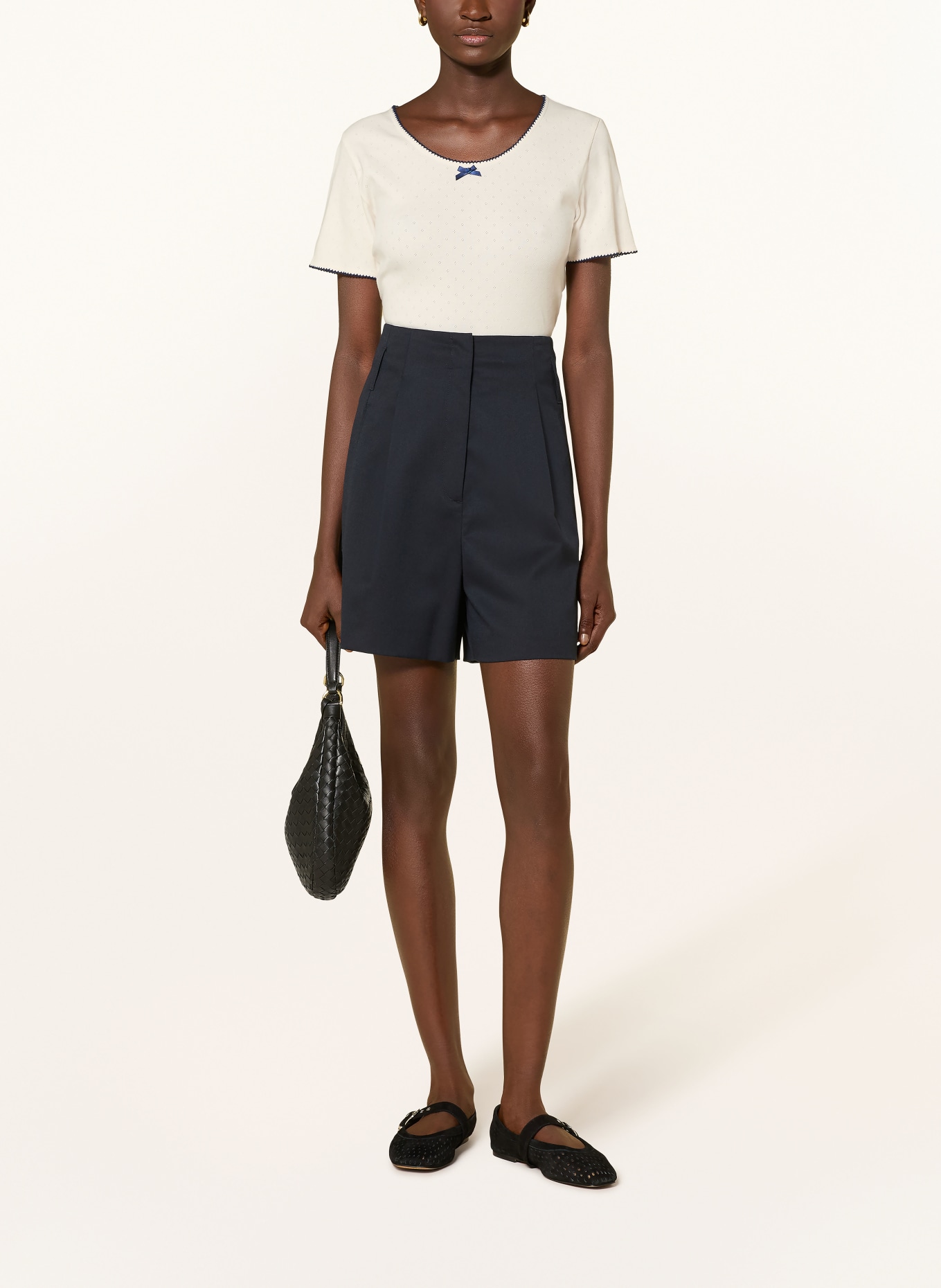 YERSE T-Shirt FANI: ECRU / DUNKELBLAU