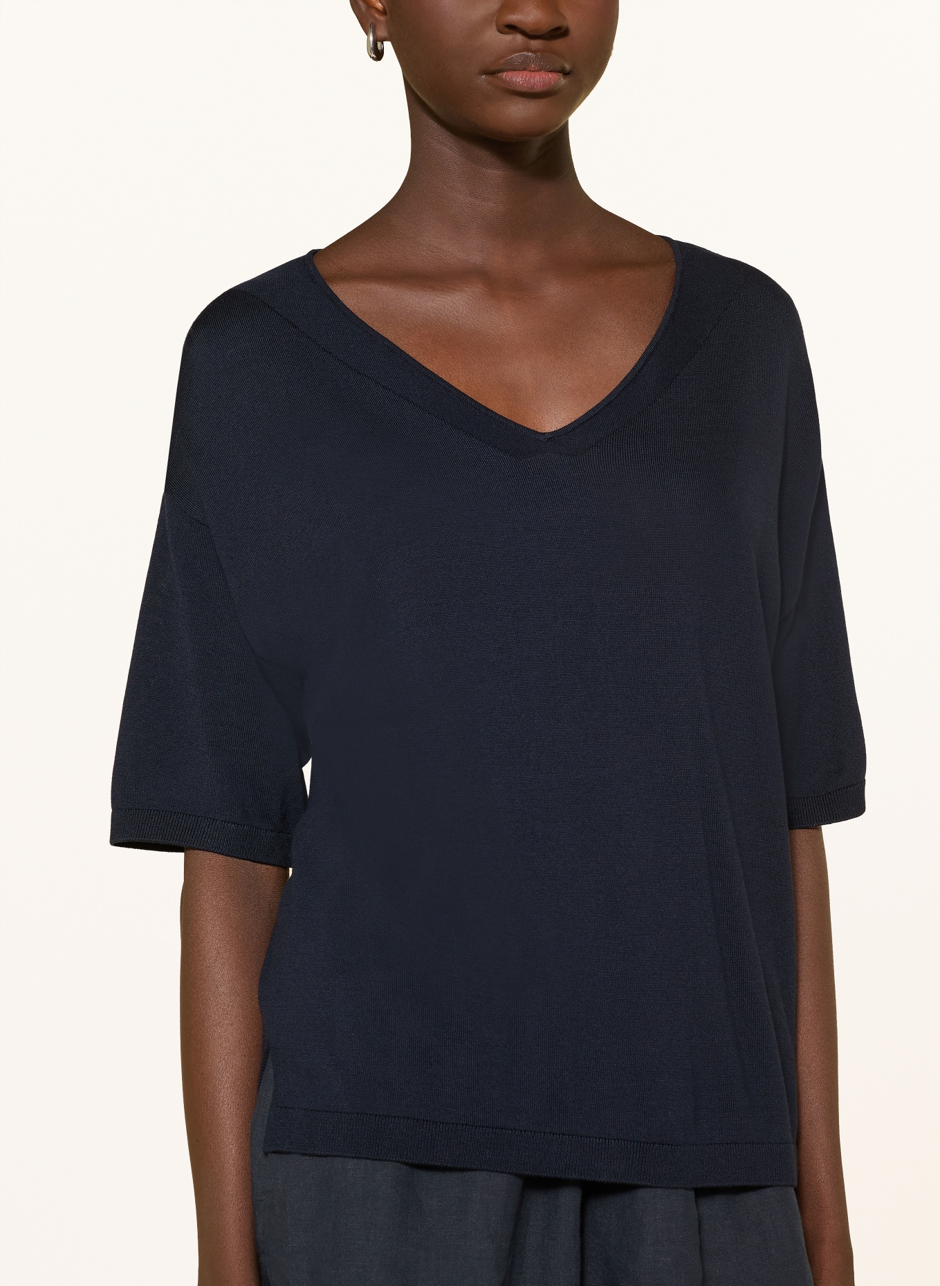 YERSE Pull ALOE à manches 3/4: BLEU FONCÉ