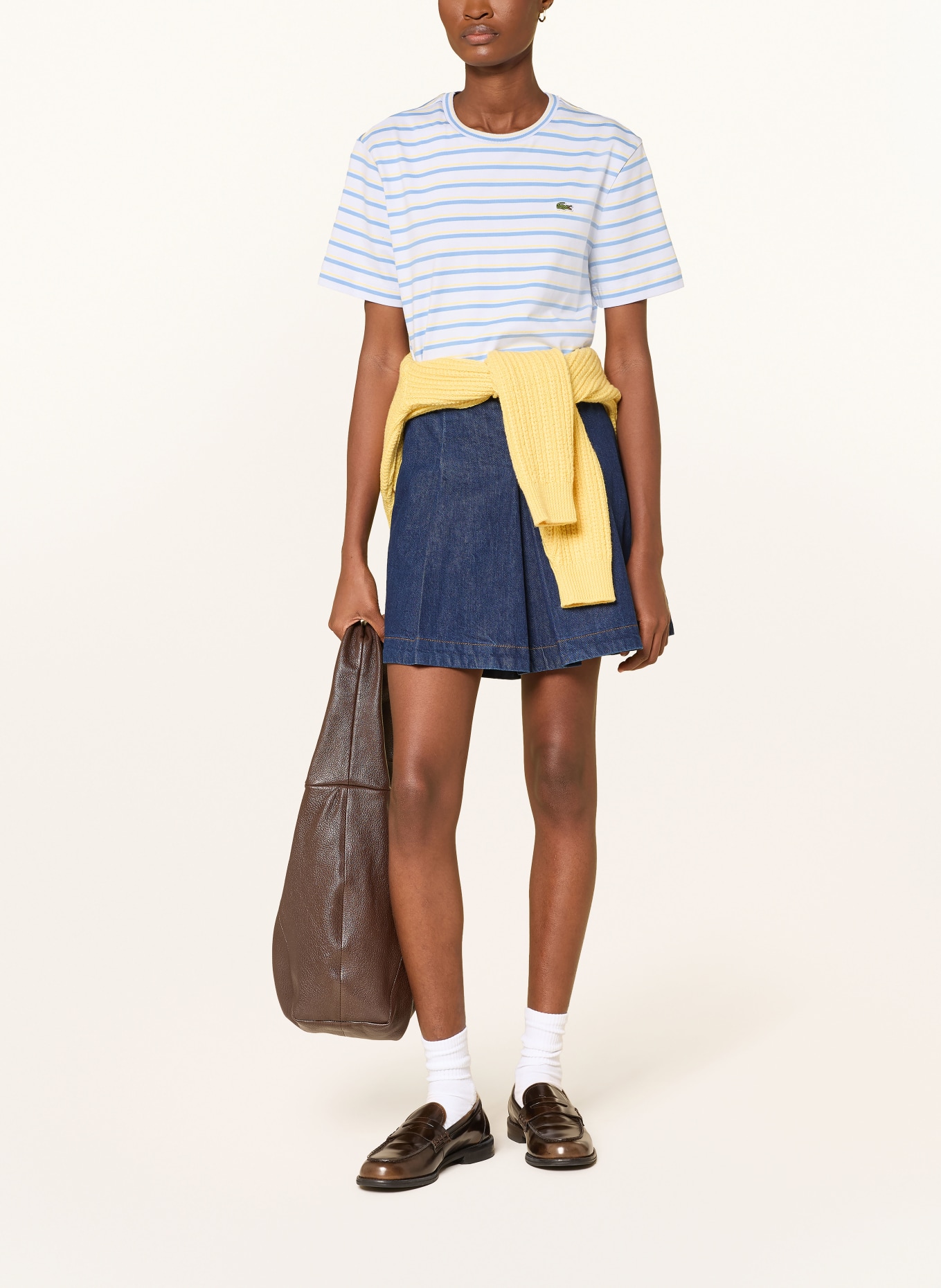 LACOSTE T-shirt: BLEU CLAIR / JAUNE / BLEU