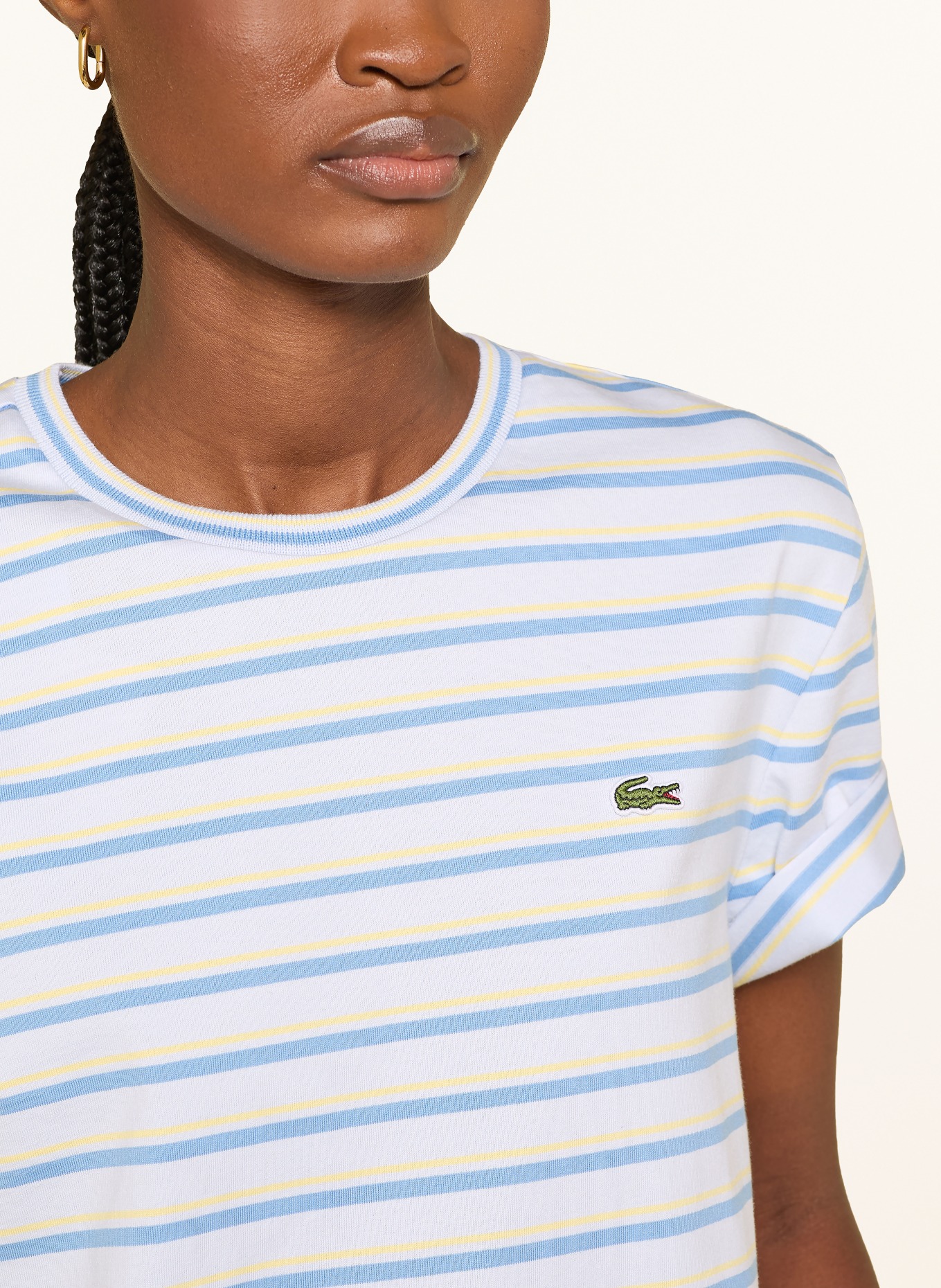 LACOSTE T-shirt: BLEU CLAIR / JAUNE / BLEU