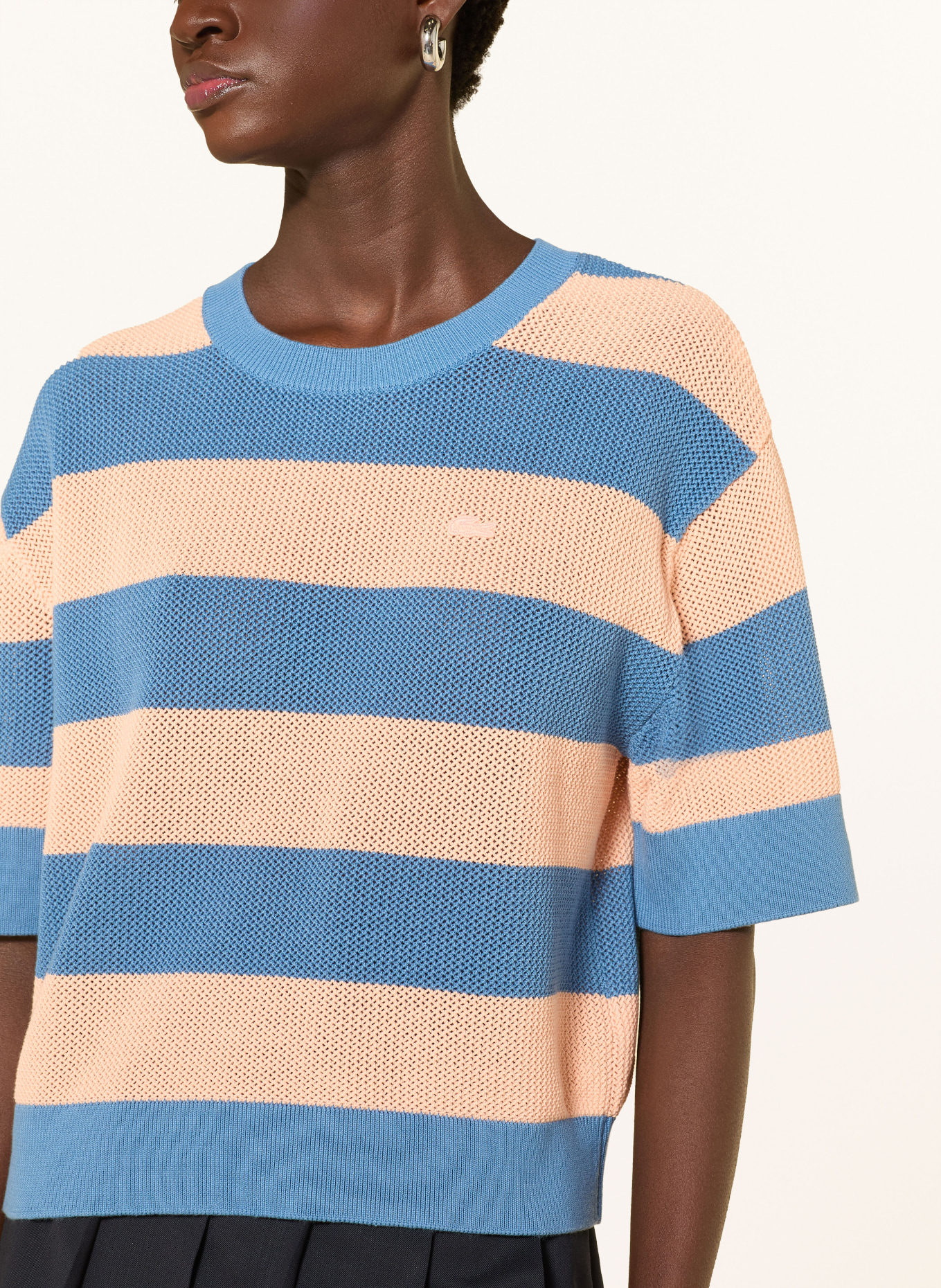 LACOSTE Strickshirt: BLAU / LACHS