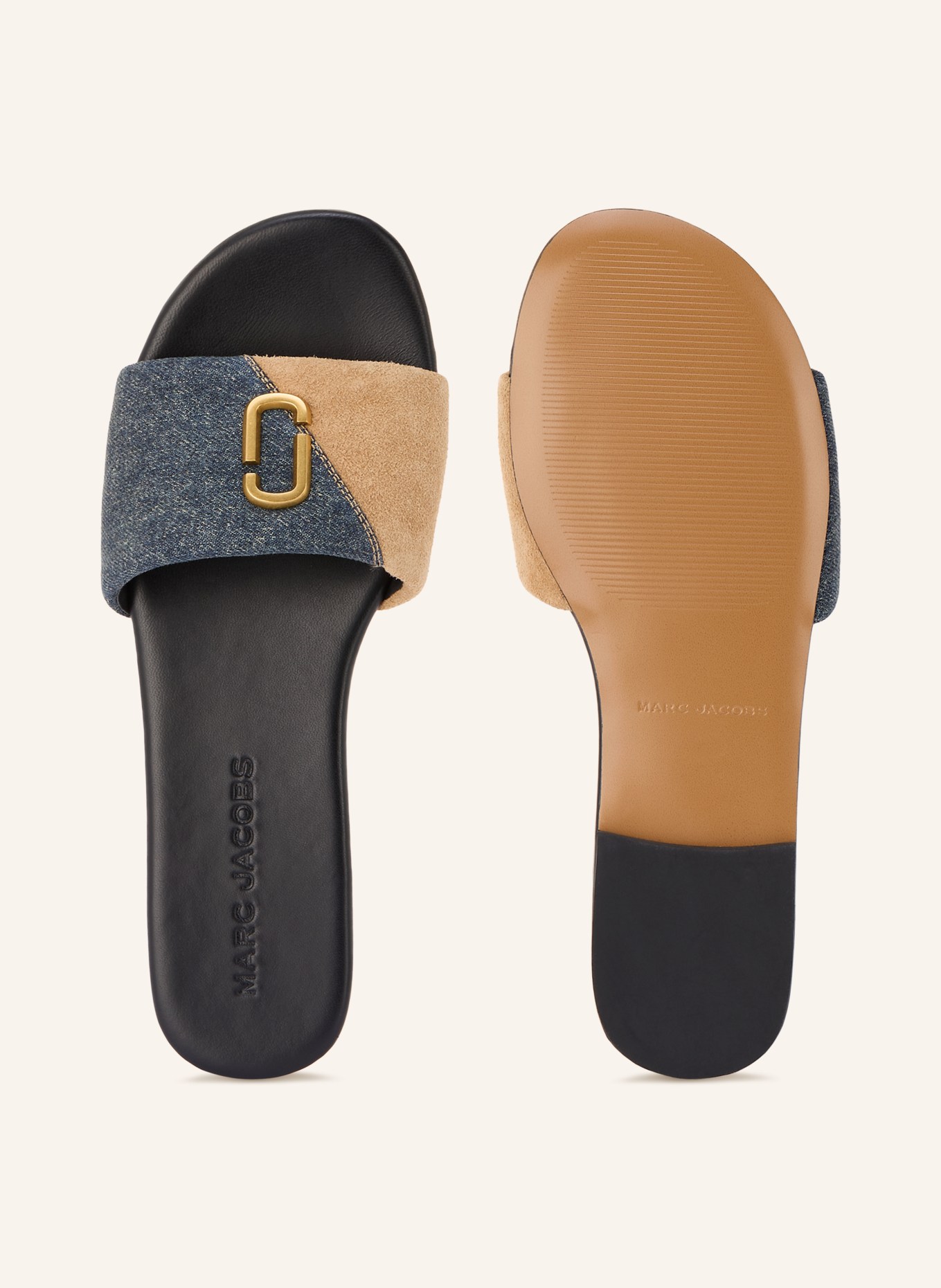 MARC JACOBS Klapki THE SNAPSHOT: GRANATOWY / ZŁOTY / JASNOBRĄZOWY