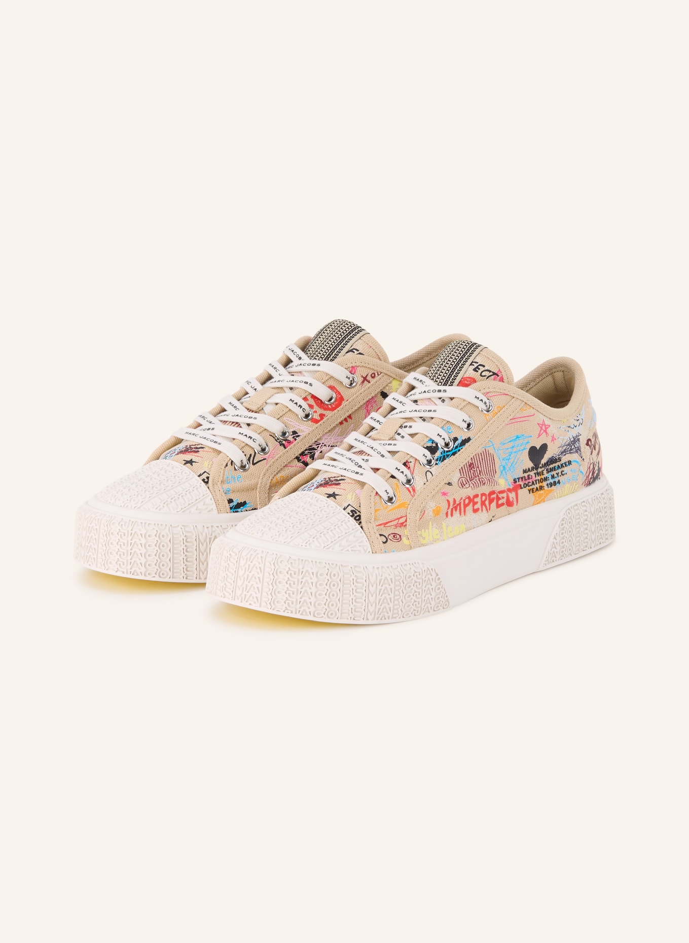 MARC JACOBS Sneaker THE LOW TOP: BEIGE / ROOD / BLAUW