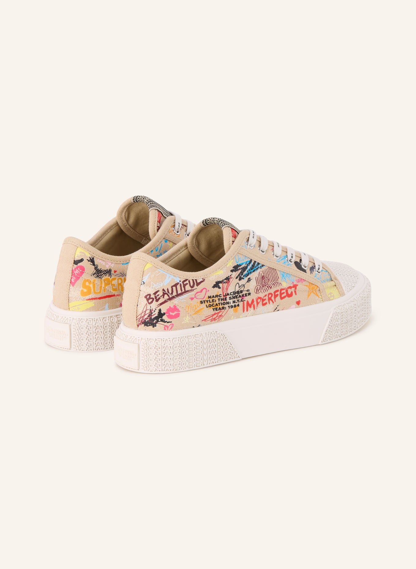 MARC JACOBS Sneaker THE LOW TOP: BEIGE / ROOD / BLAUW