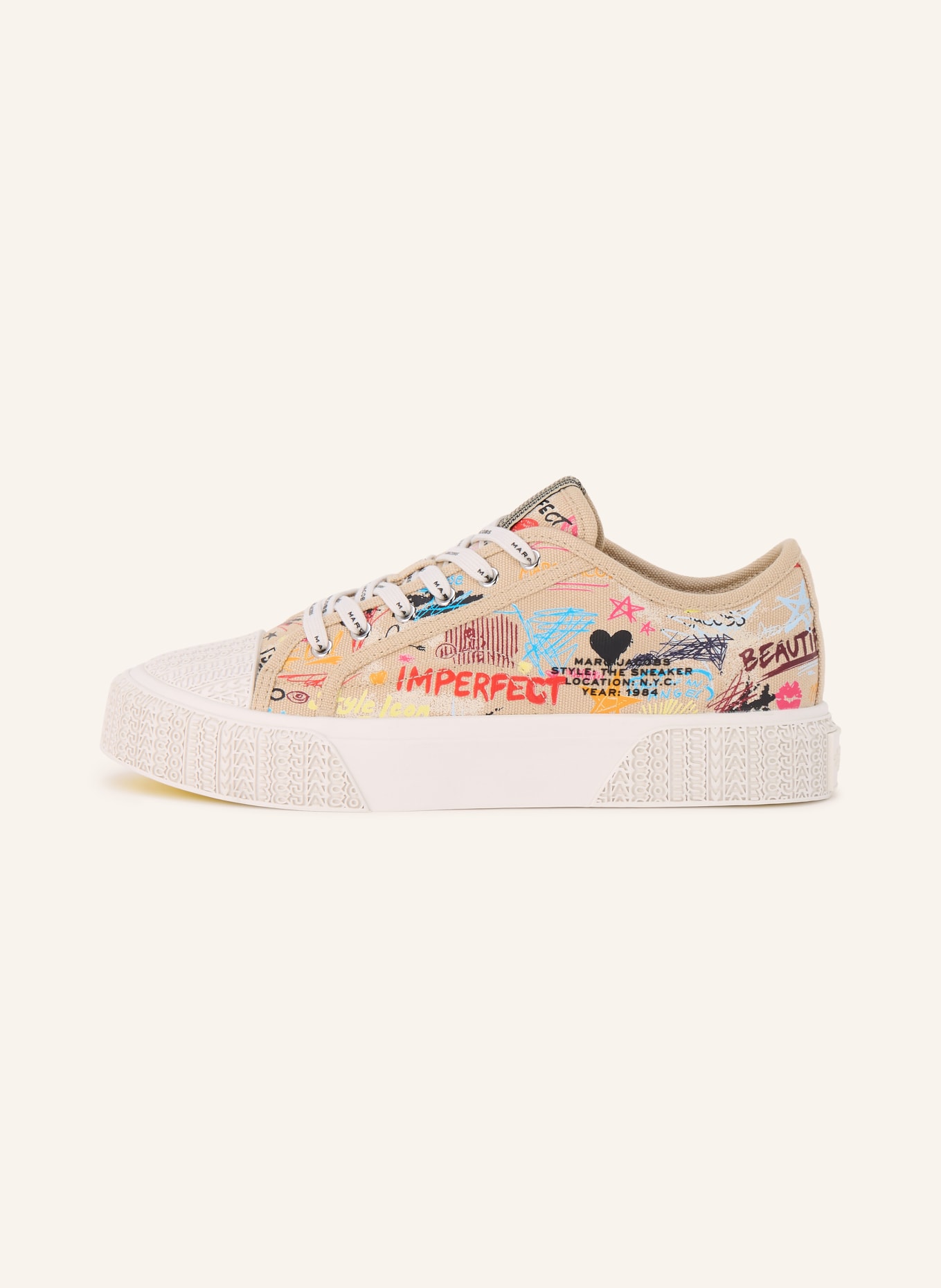 MARC JACOBS Sneaker THE LOW TOP: BEIGE / ROOD / BLAUW